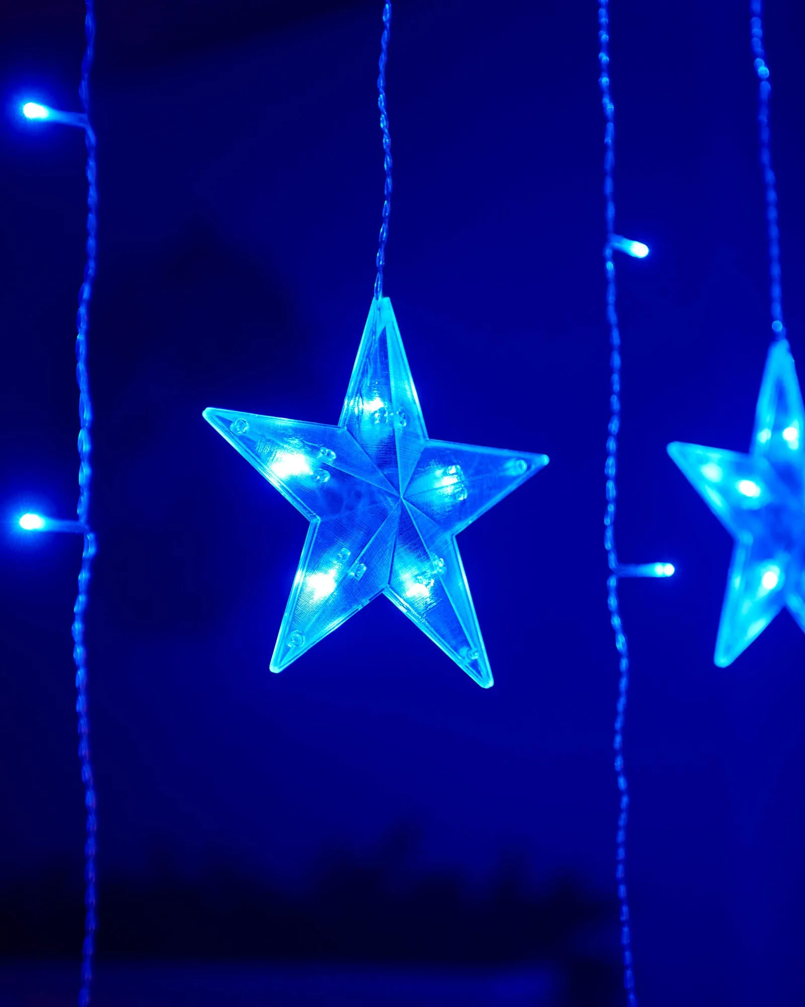 Flashing Star Curtain Net Light, Blue, 2 m