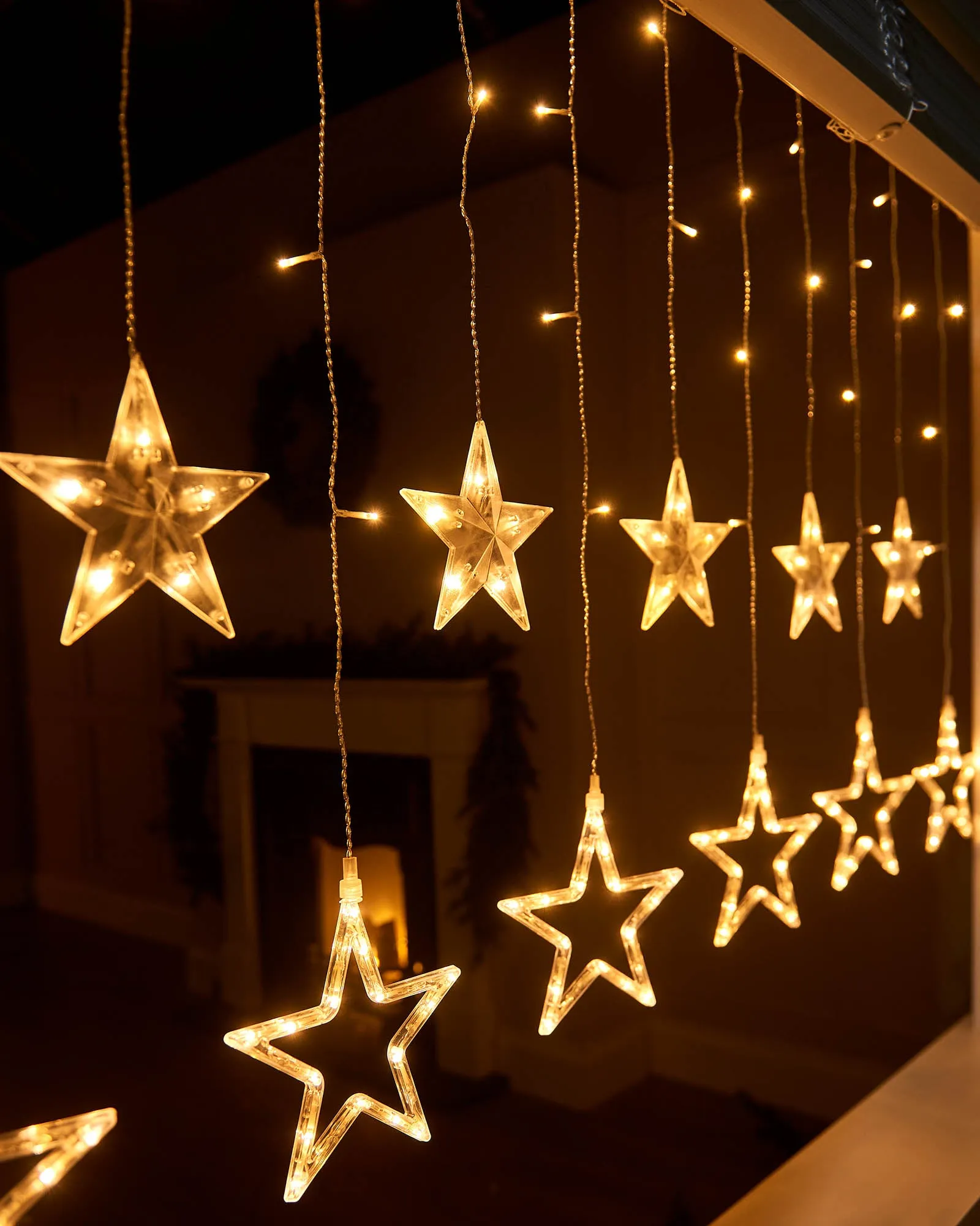 Flashing Star Curtain Net Light, White, 2 m