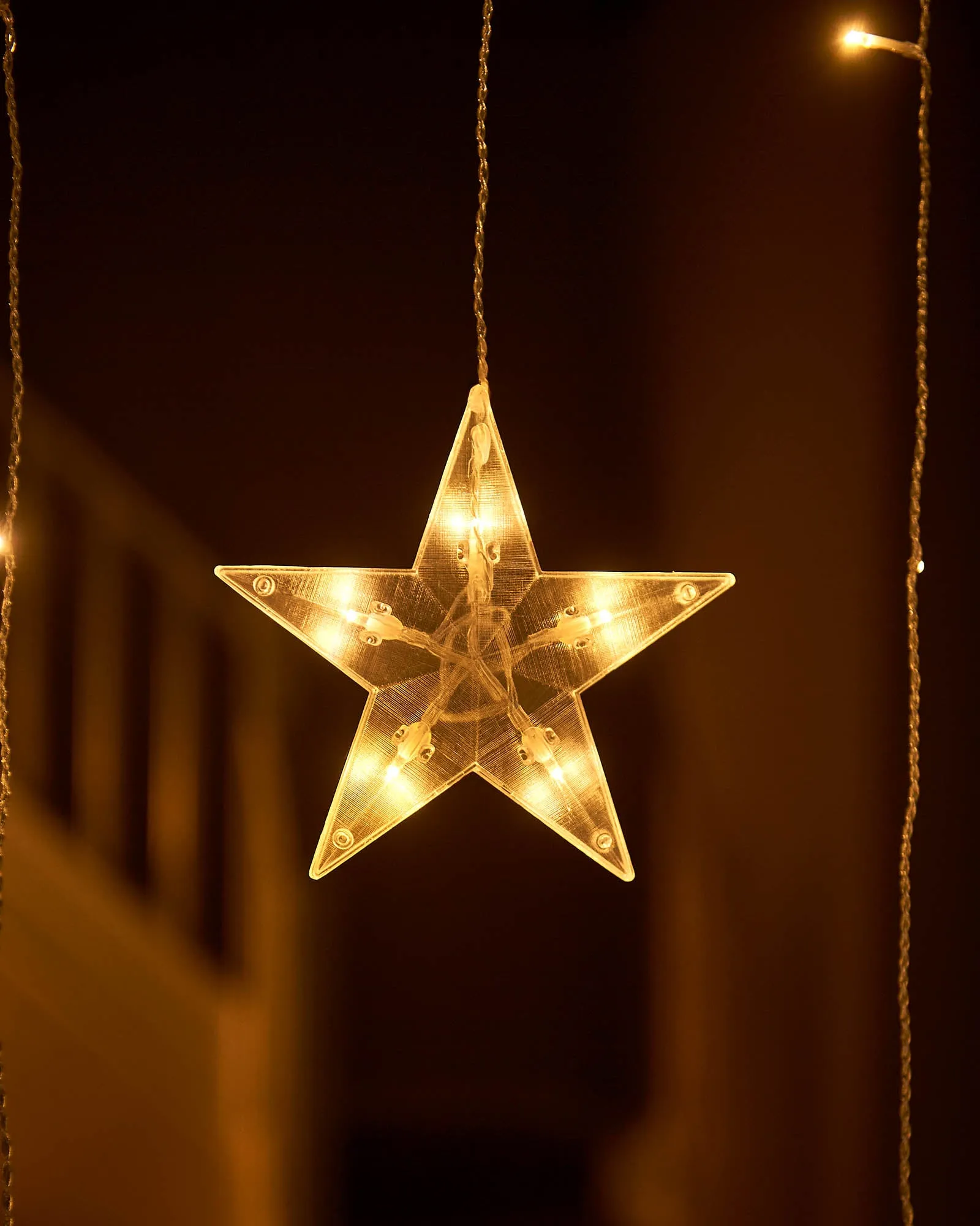 Flashing Star Curtain Net Light, White, 2 m