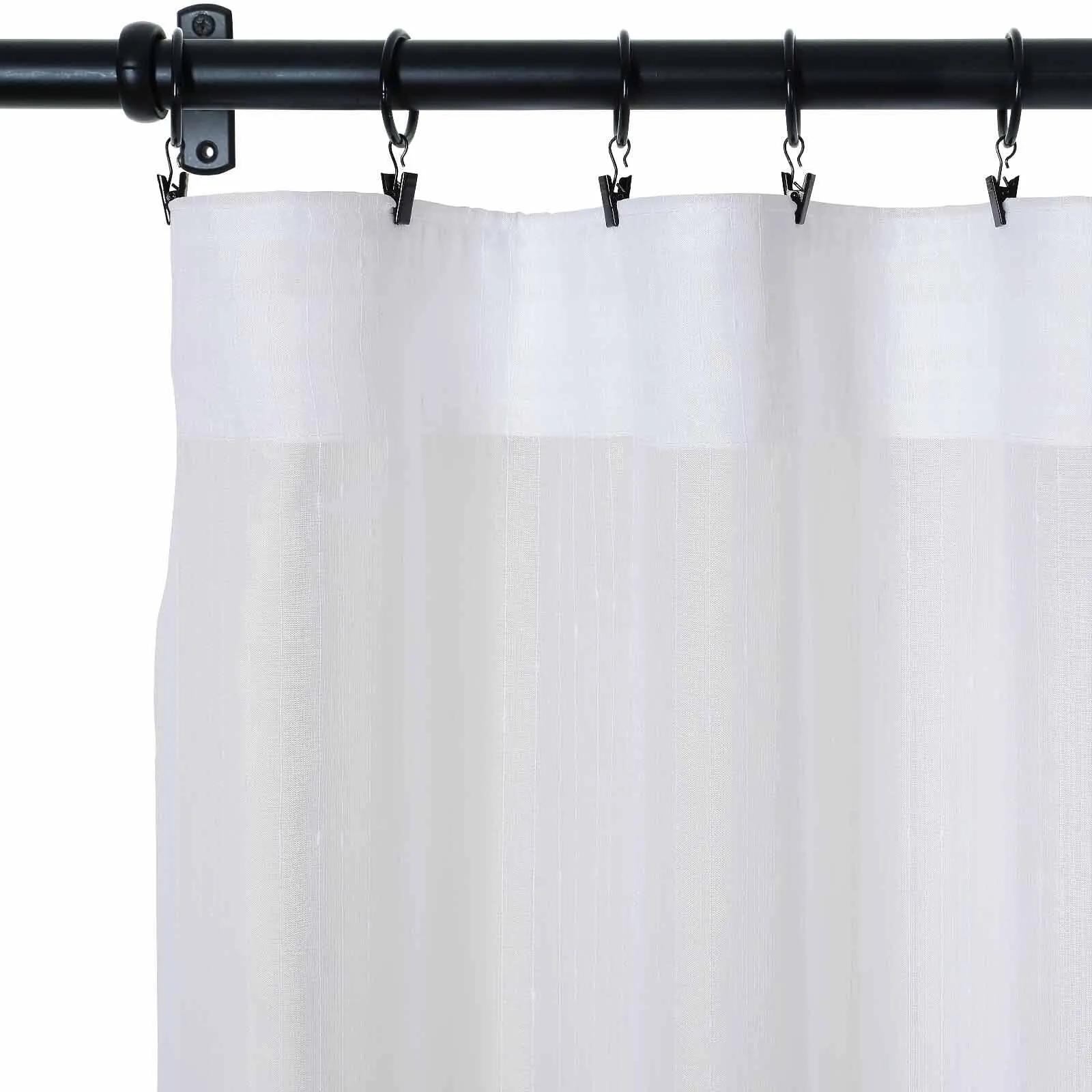 Florida Embossed White Semi Sheer Curtain Soft Top