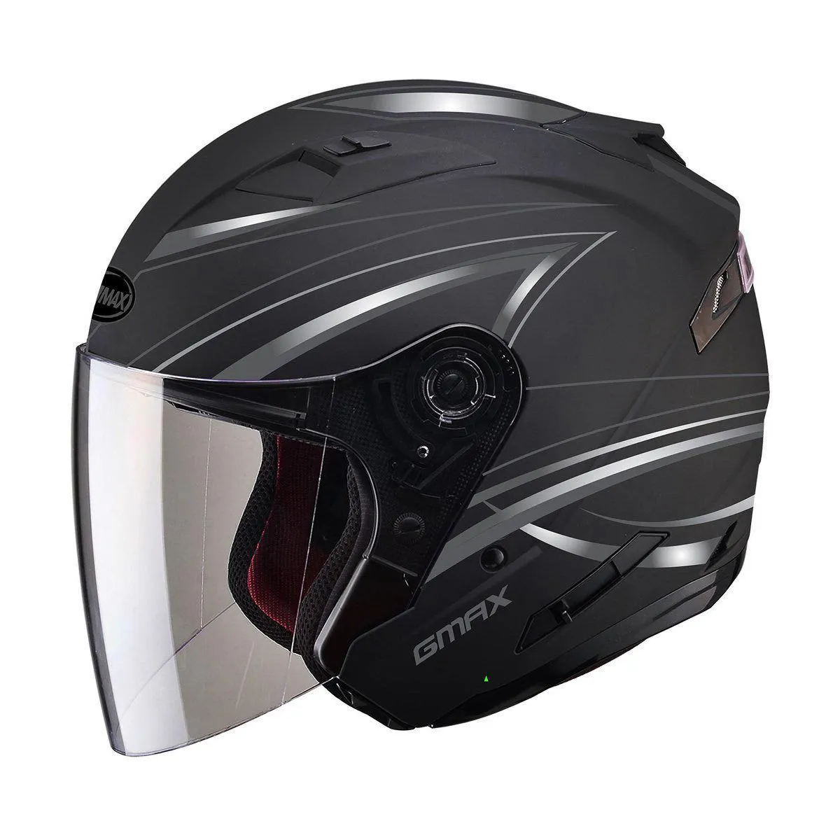 GMax OF77 Derk Matte Black/Silver Open Face Helmet