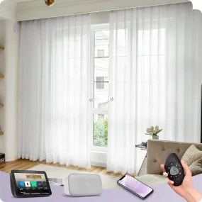 Graywind Hardwired Smart Curtain with Roman Rod | Sheer Series | Customizable