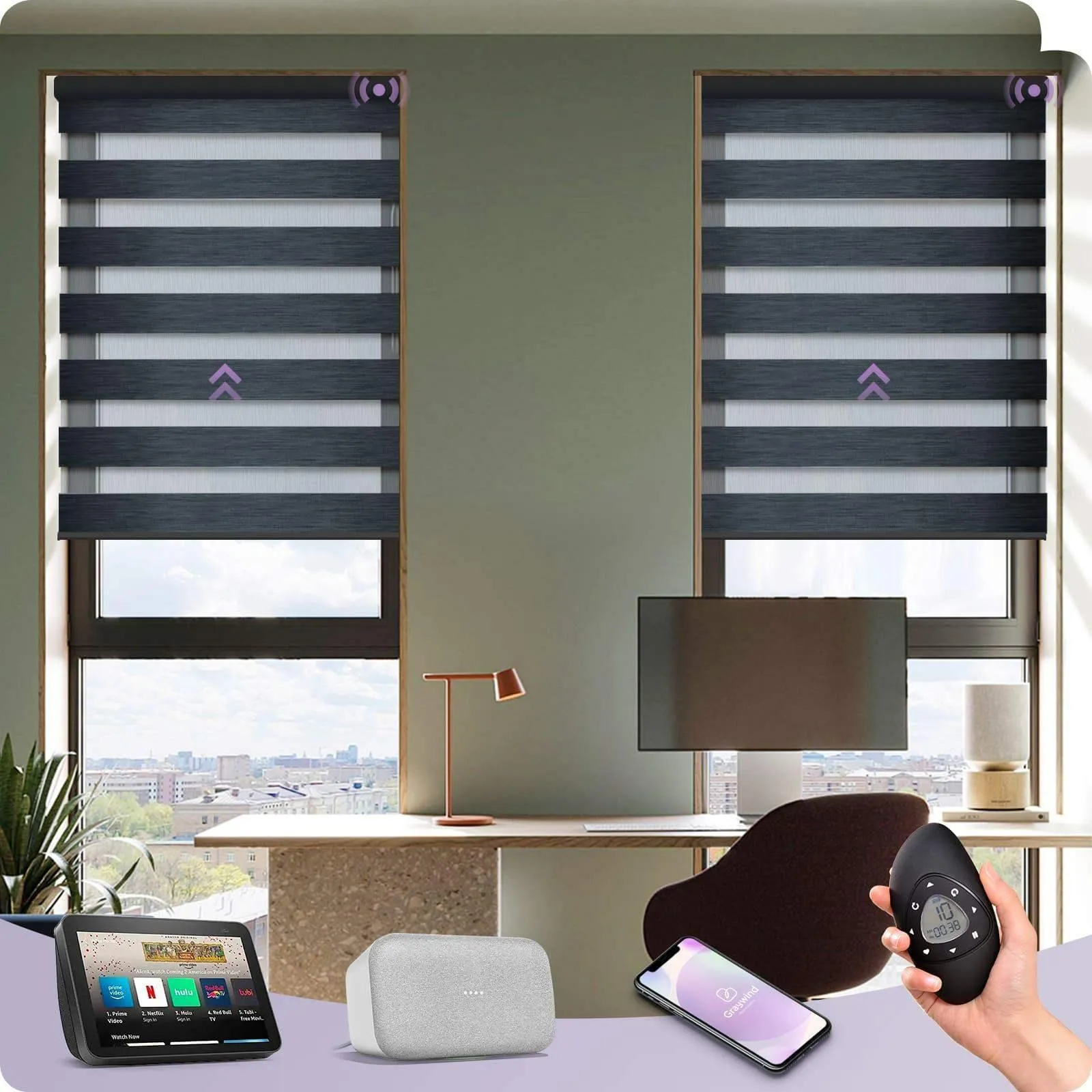 Graywind Motorized Zebra Sheer Blinds | Classic Series | Customizable