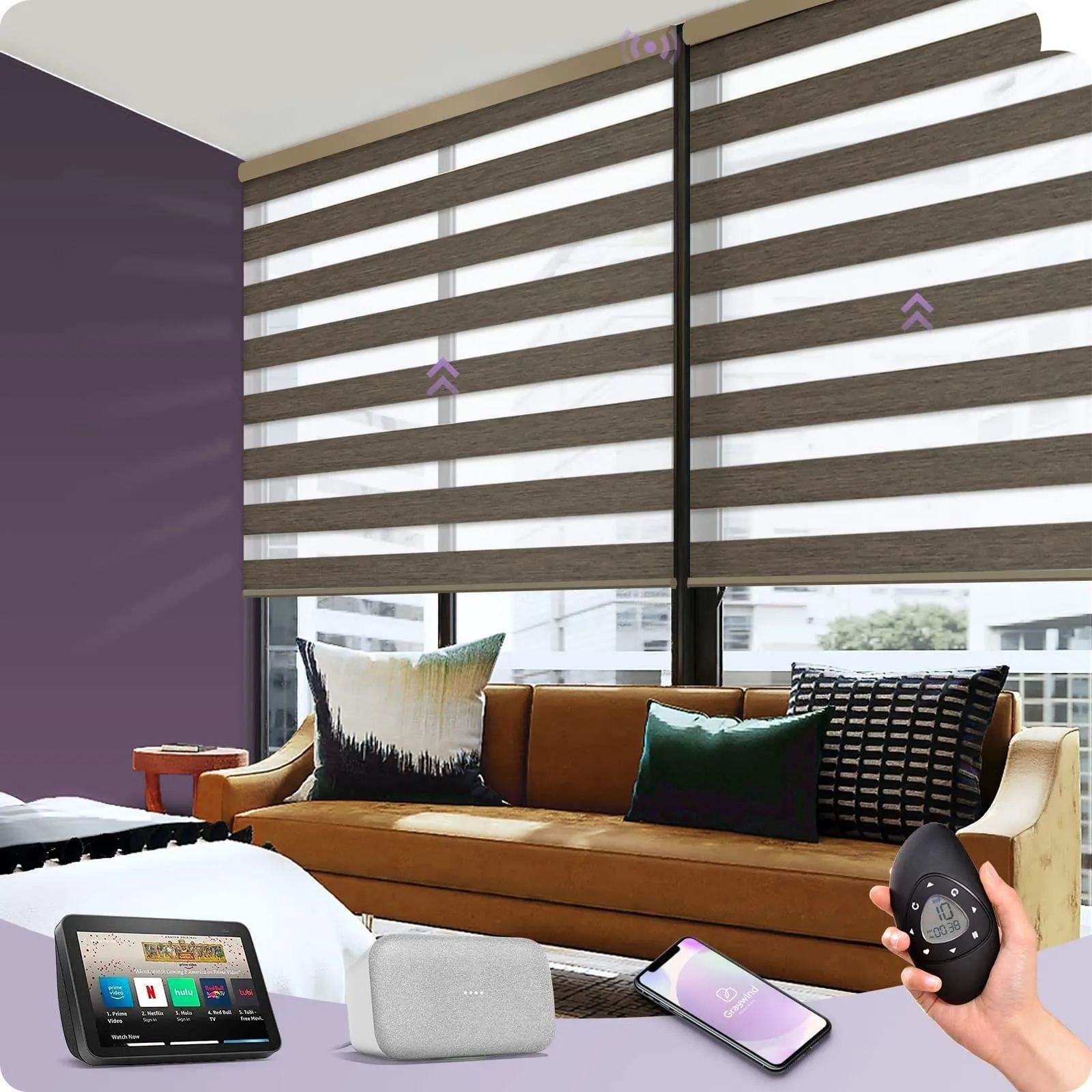Graywind Motorized Zebra Sheer Blinds | Classic Series | Customizable