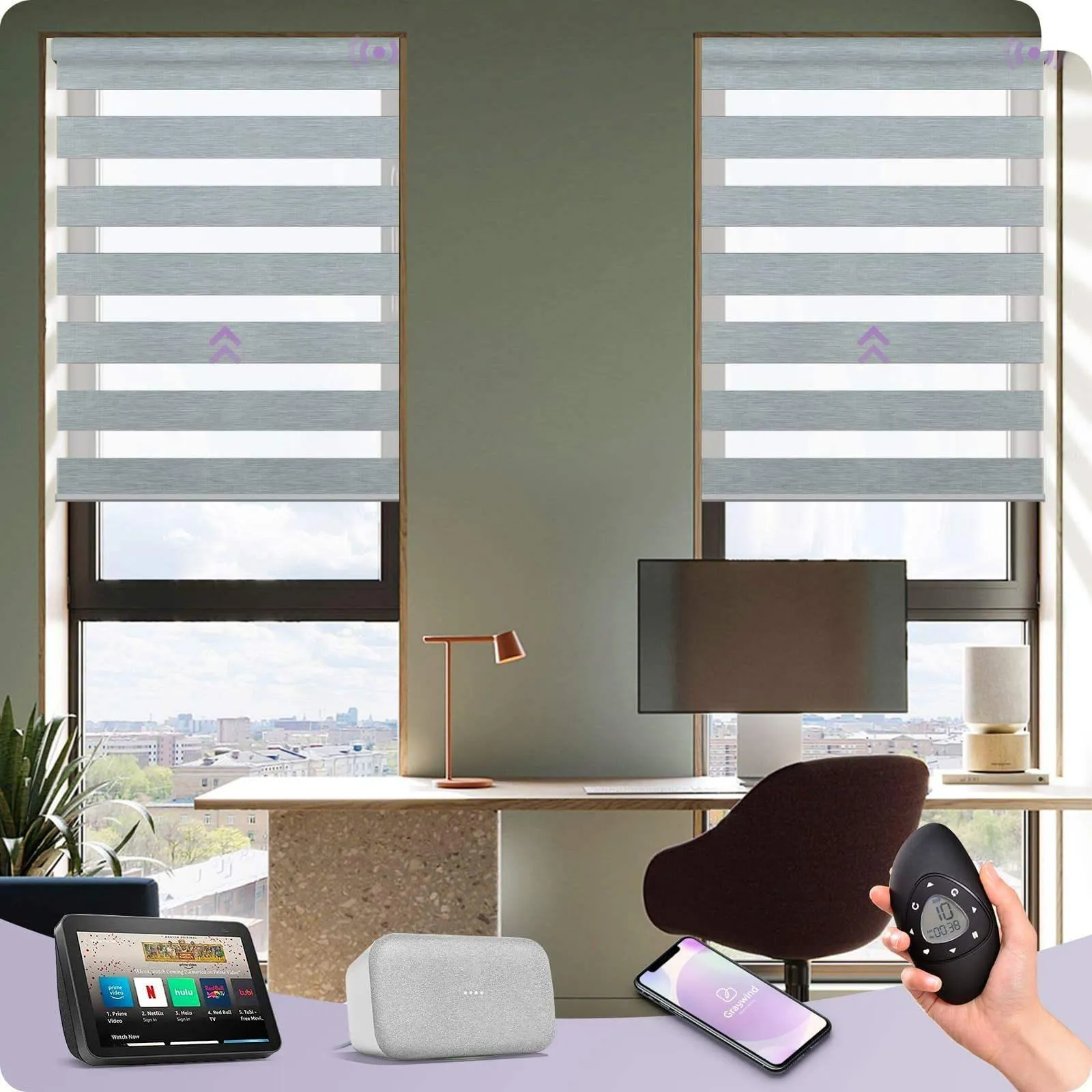 Graywind Motorized Zebra Sheer Blinds | Classic Series | Customizable