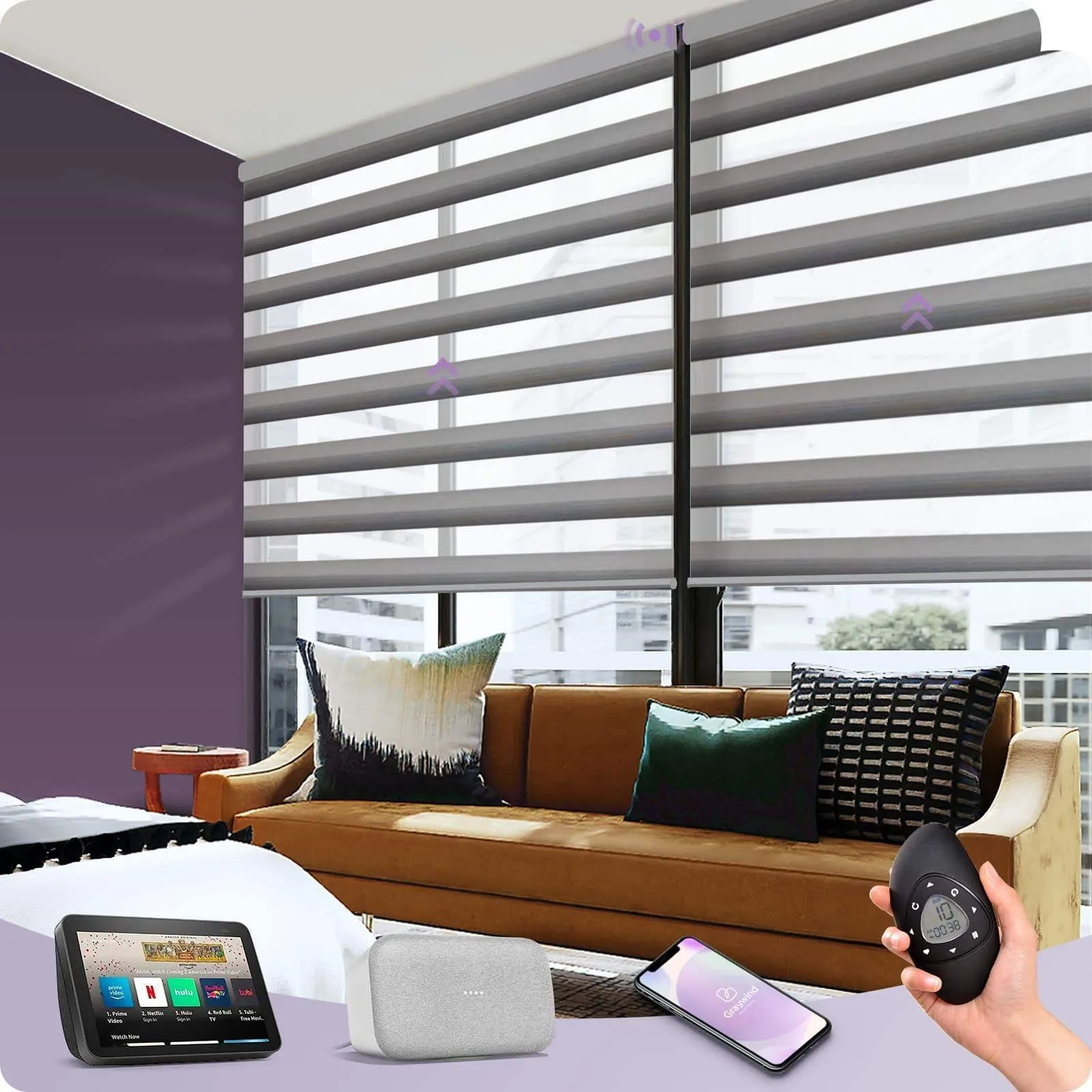Graywind Motorized Zebra Sheer Blinds | Design Series | Customizable