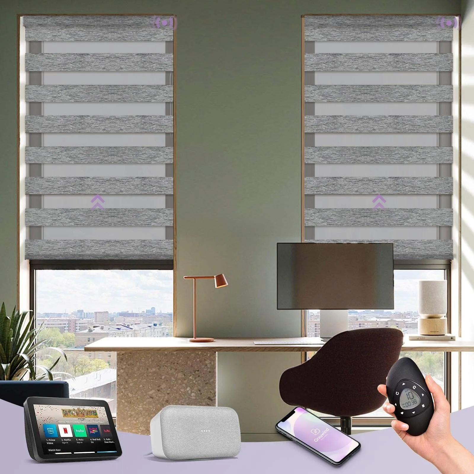 Graywind Motorized Zebra Sheer Blinds | Design Series | Customizable