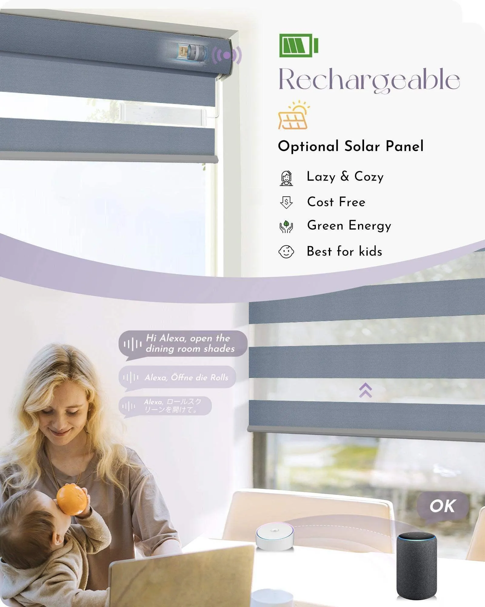 Graywind Motorized Zebra Sheer Blinds | Design Series | Customizable