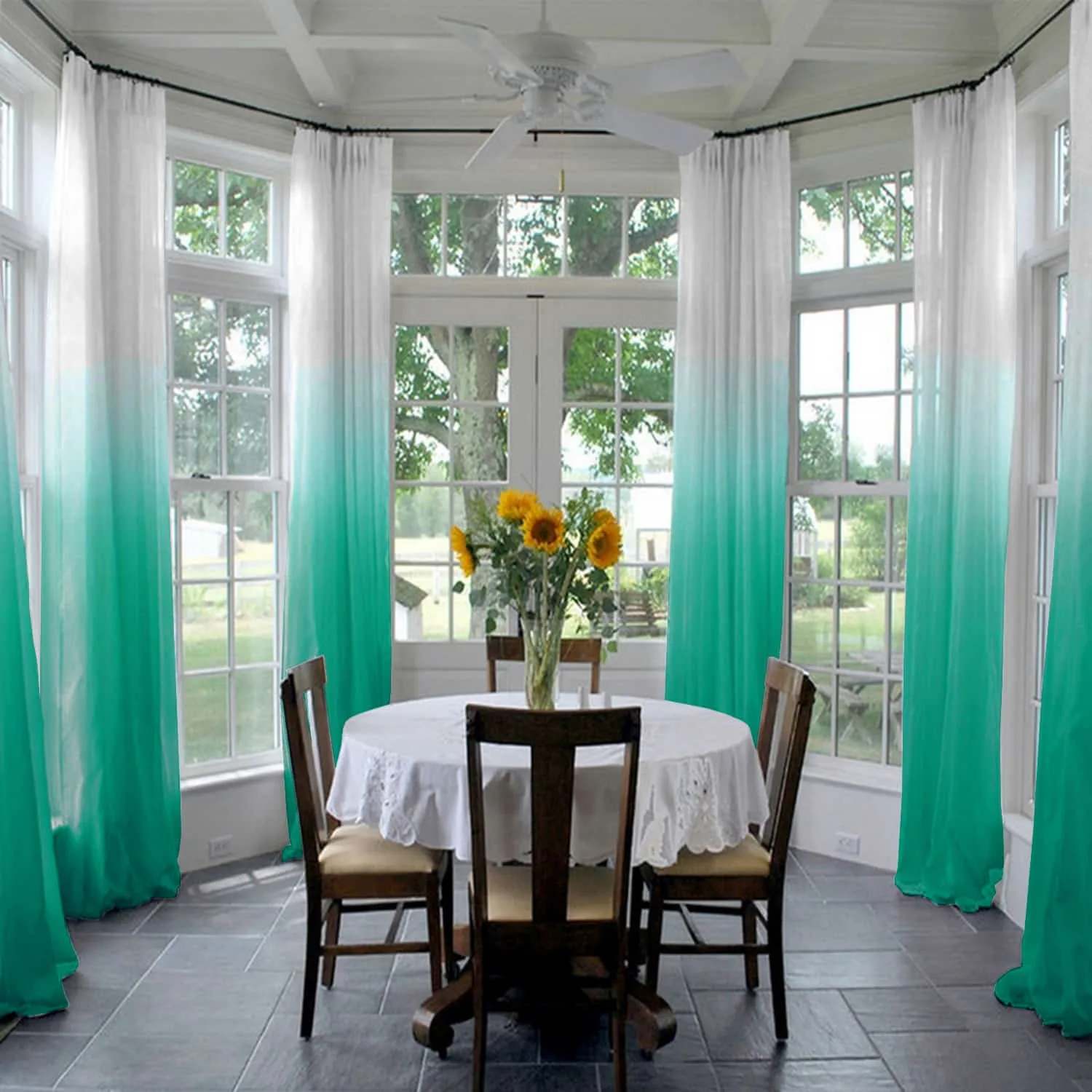 Hanna Gradient Ombre Sheer Curtain Pleated