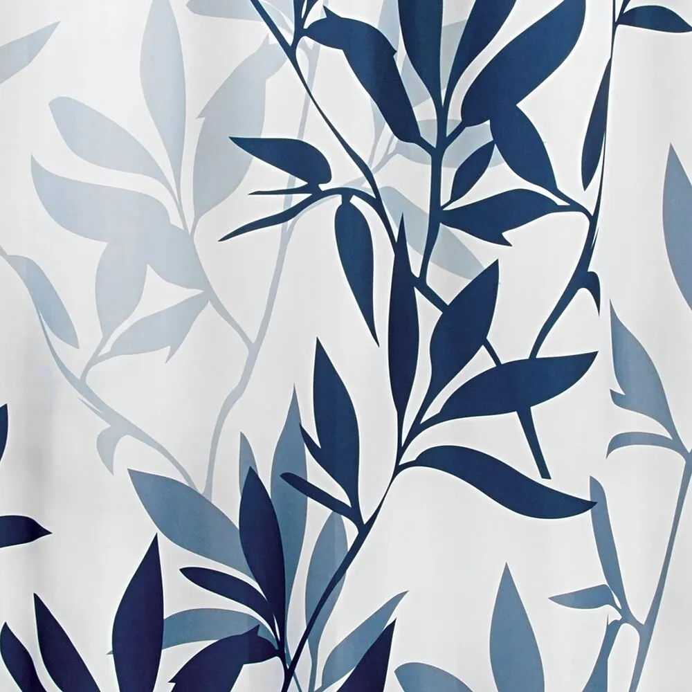 iDesign Leaves Shower Curtain 72" x 72" in Navy and Slate Blue