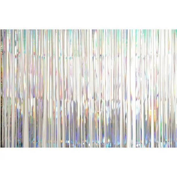Iridescent Shimmer Rainbow Silver Foil Curtain