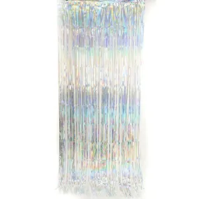 Iridescent Shimmer Rainbow Silver Foil Curtain