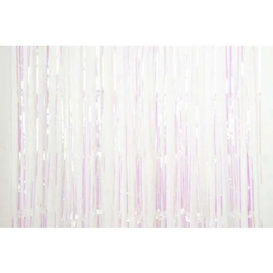 Iridescent White/Pink Foil Curtain