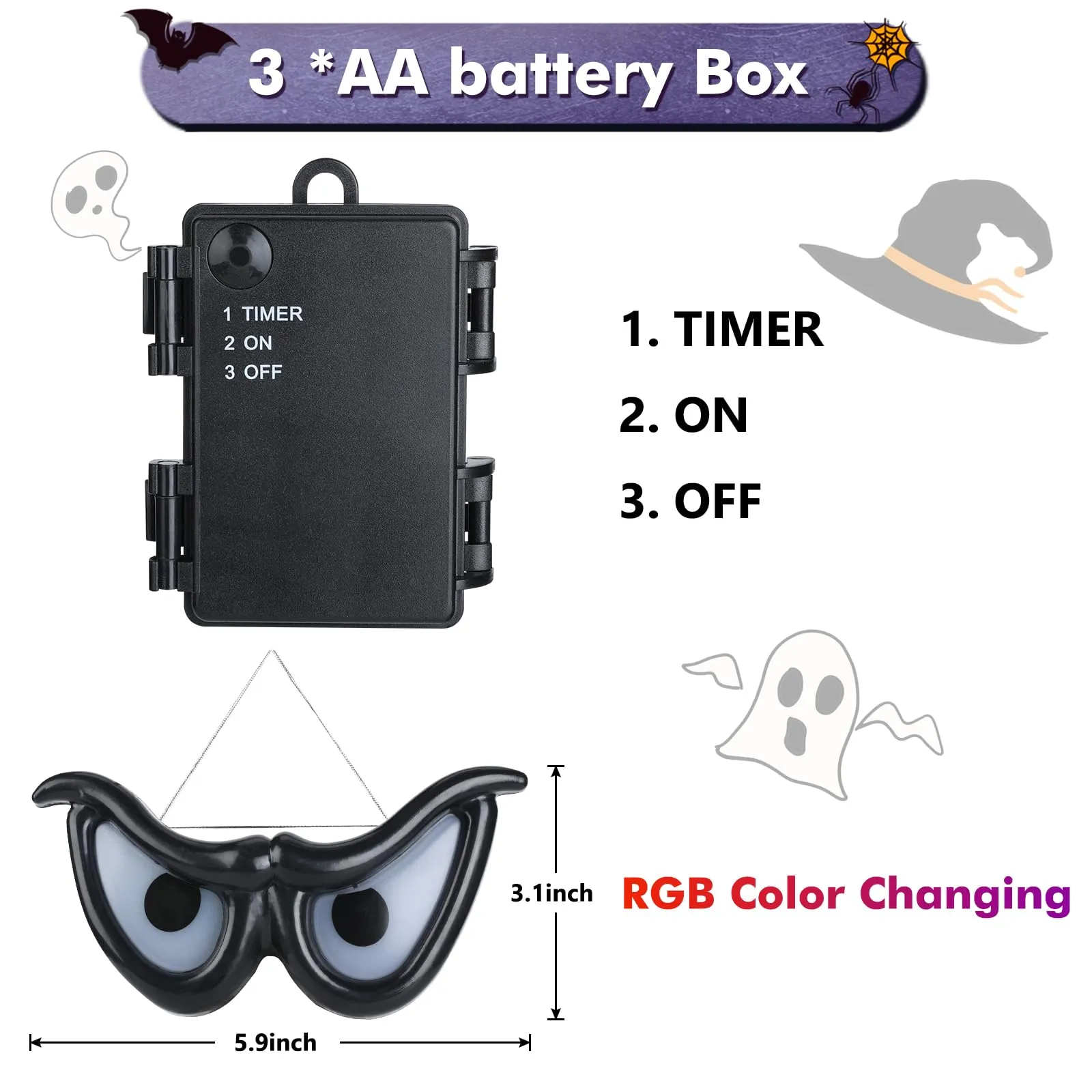 iShabao Halloween Ghost Eyes Lights, Battery Halloween Lights with RGB Flashing Eyes, Lighted Up Eyeball Halloween Decorations Lights for Indoor Outdoor Room Party Garden Graveyard Carnival Decor