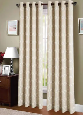 Jacquard Weave Geometric Grommet Top Window Curtain Panel FF1015