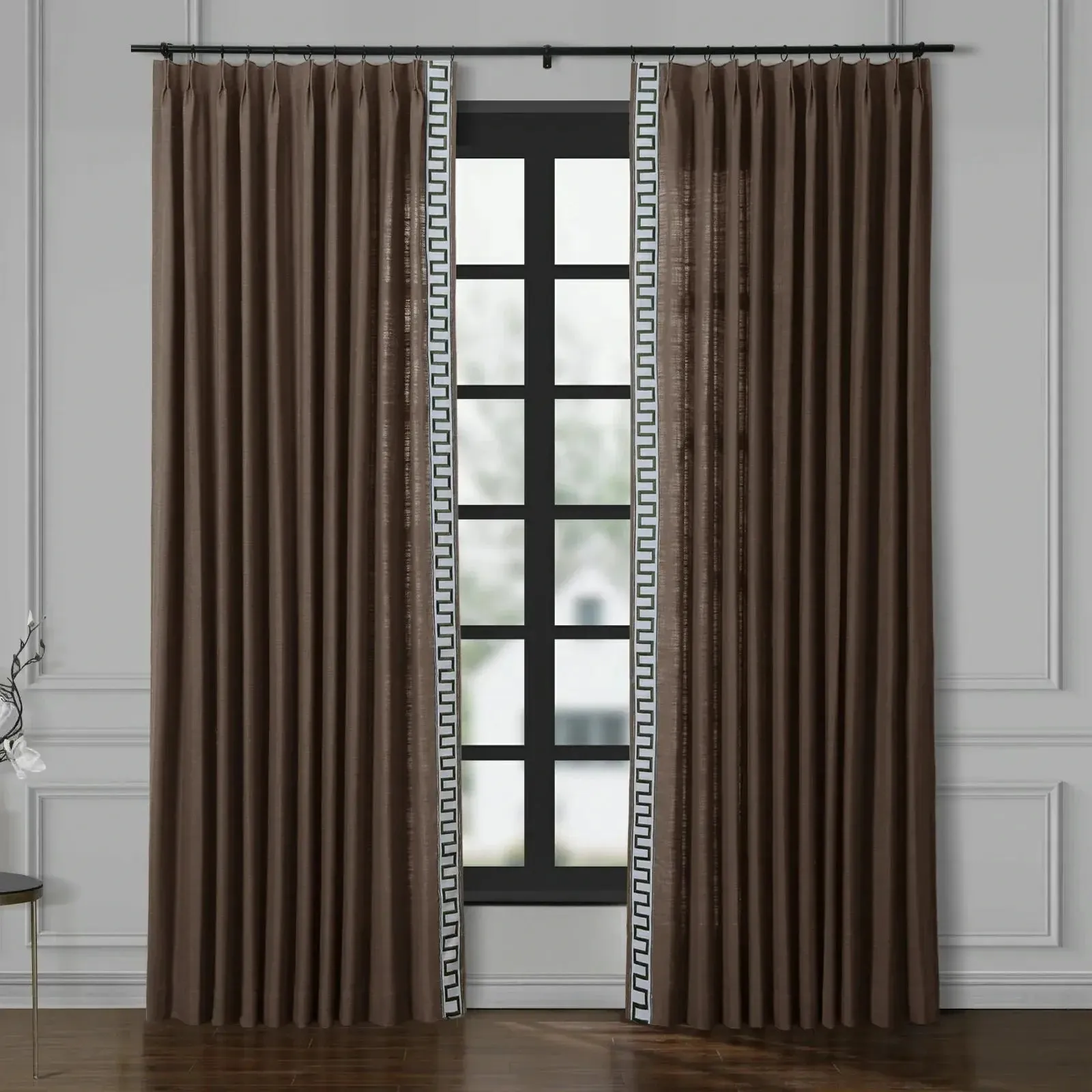 Jawara Luxury Linen Cotton Curtains with Border Trim (Sold per Pair)