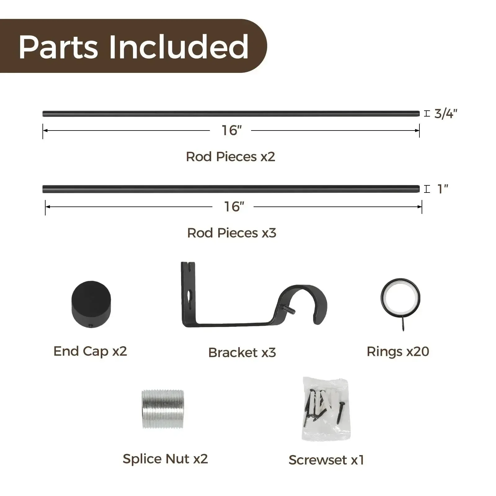 Jaylon Adjustable Curtain Rod with Rings
