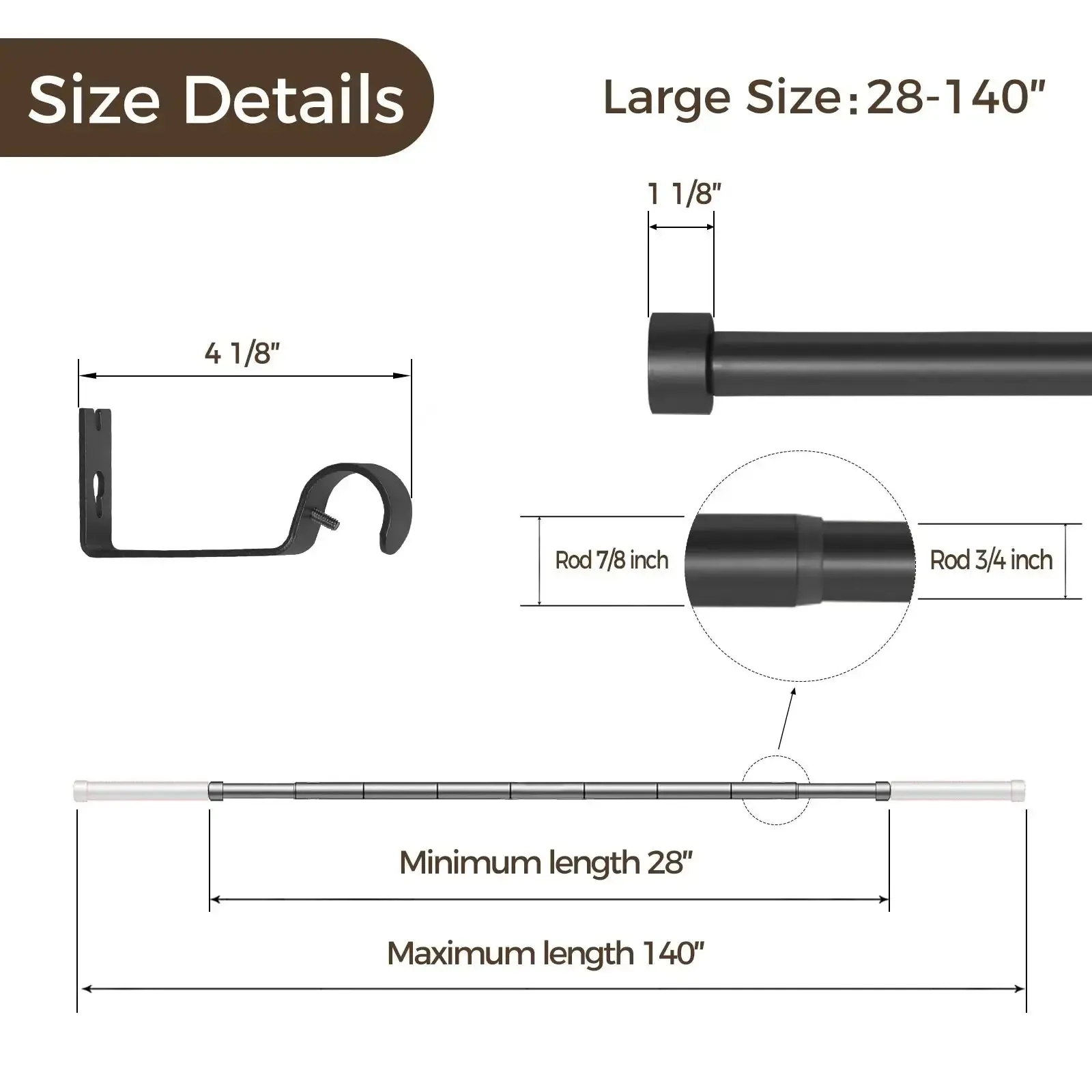 Jaylon Adjustable Curtain Rod with Rings