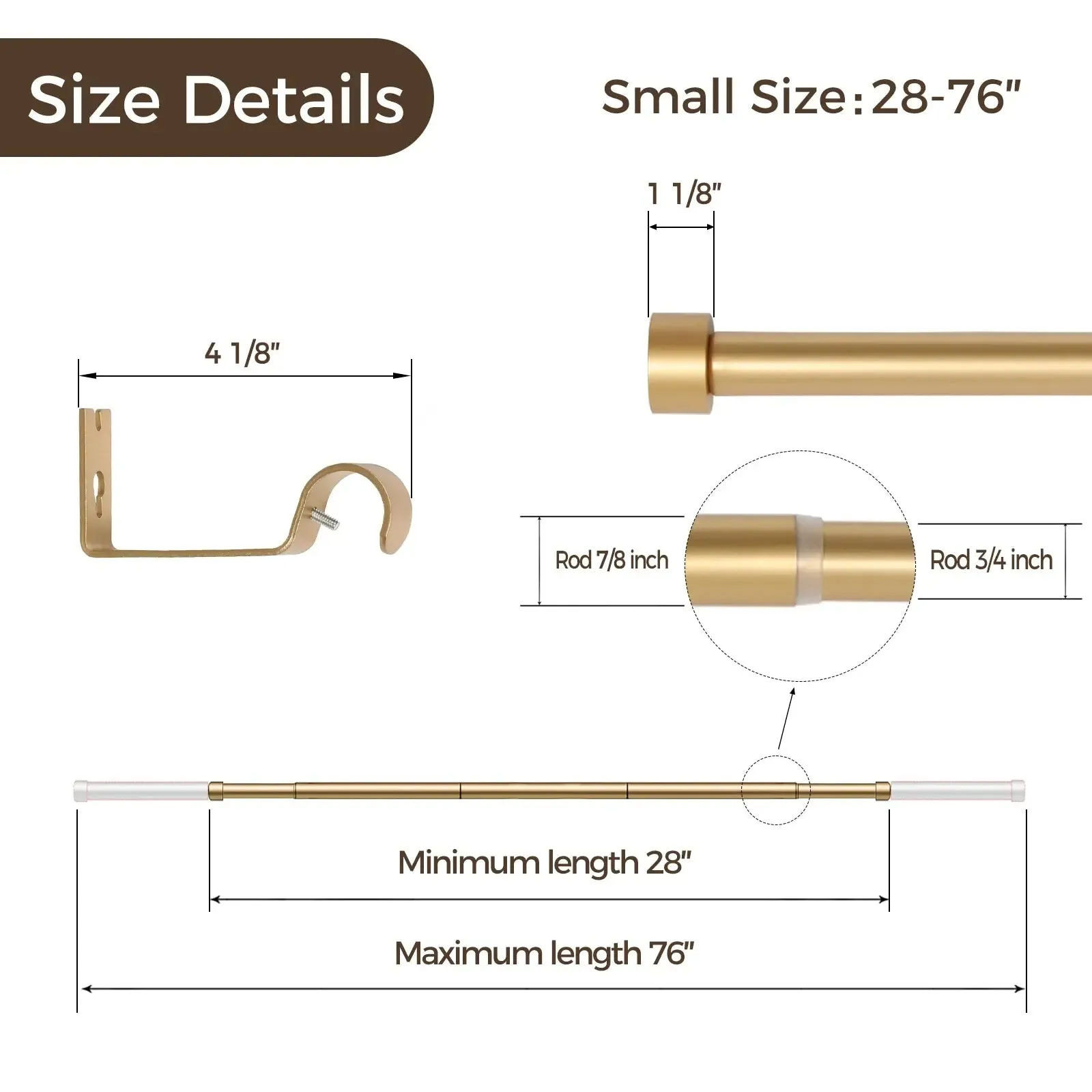 Jaylon Adjustable Curtain Rod with Rings