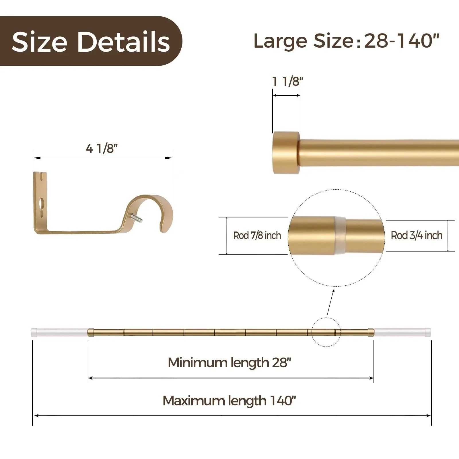 Jaylon Adjustable Curtain Rod with Rings