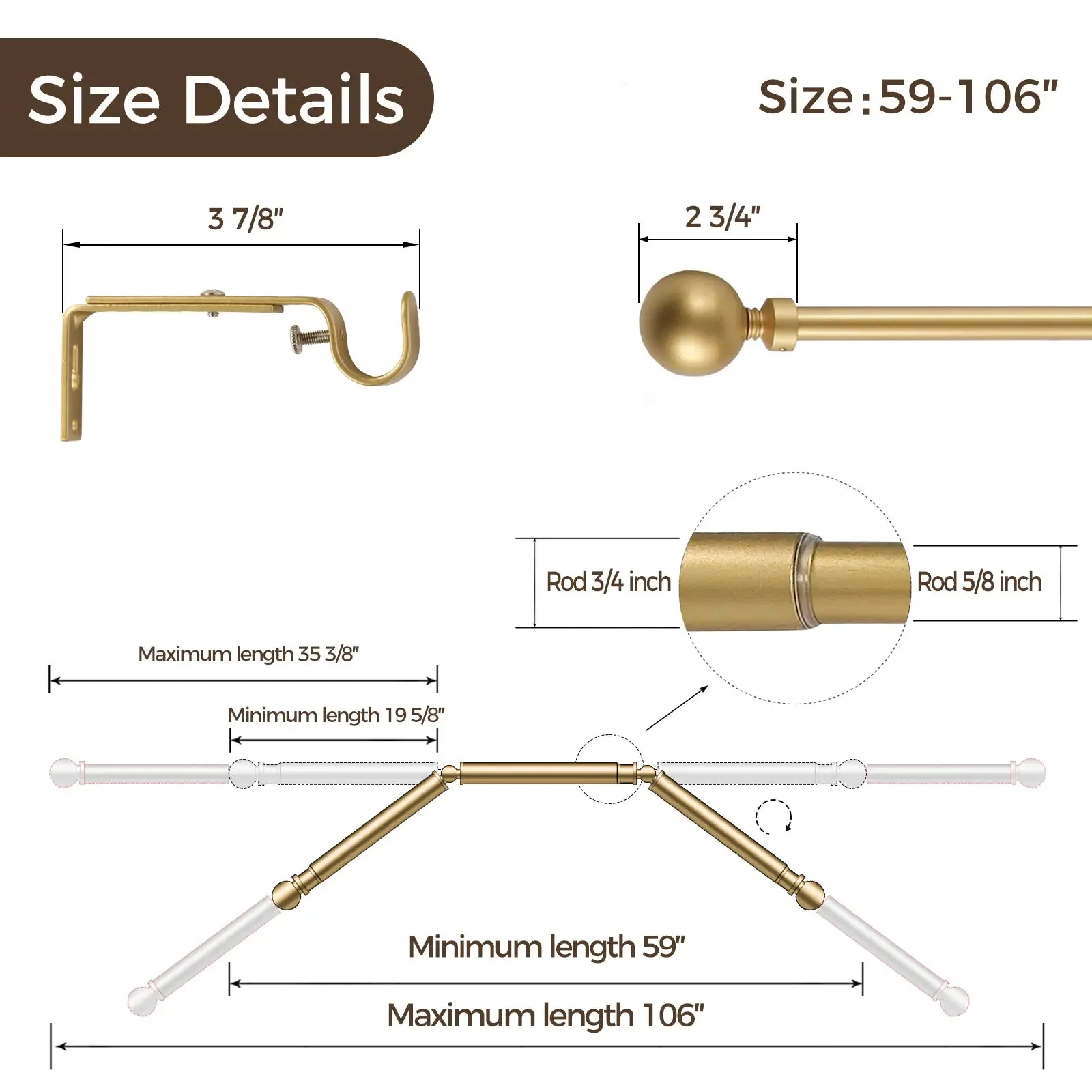 Jaylon Bay Window Curtain Rods