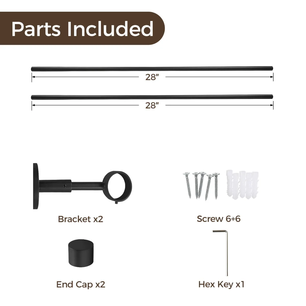 Jaylon Window Curtain Rod with Wall Brackets