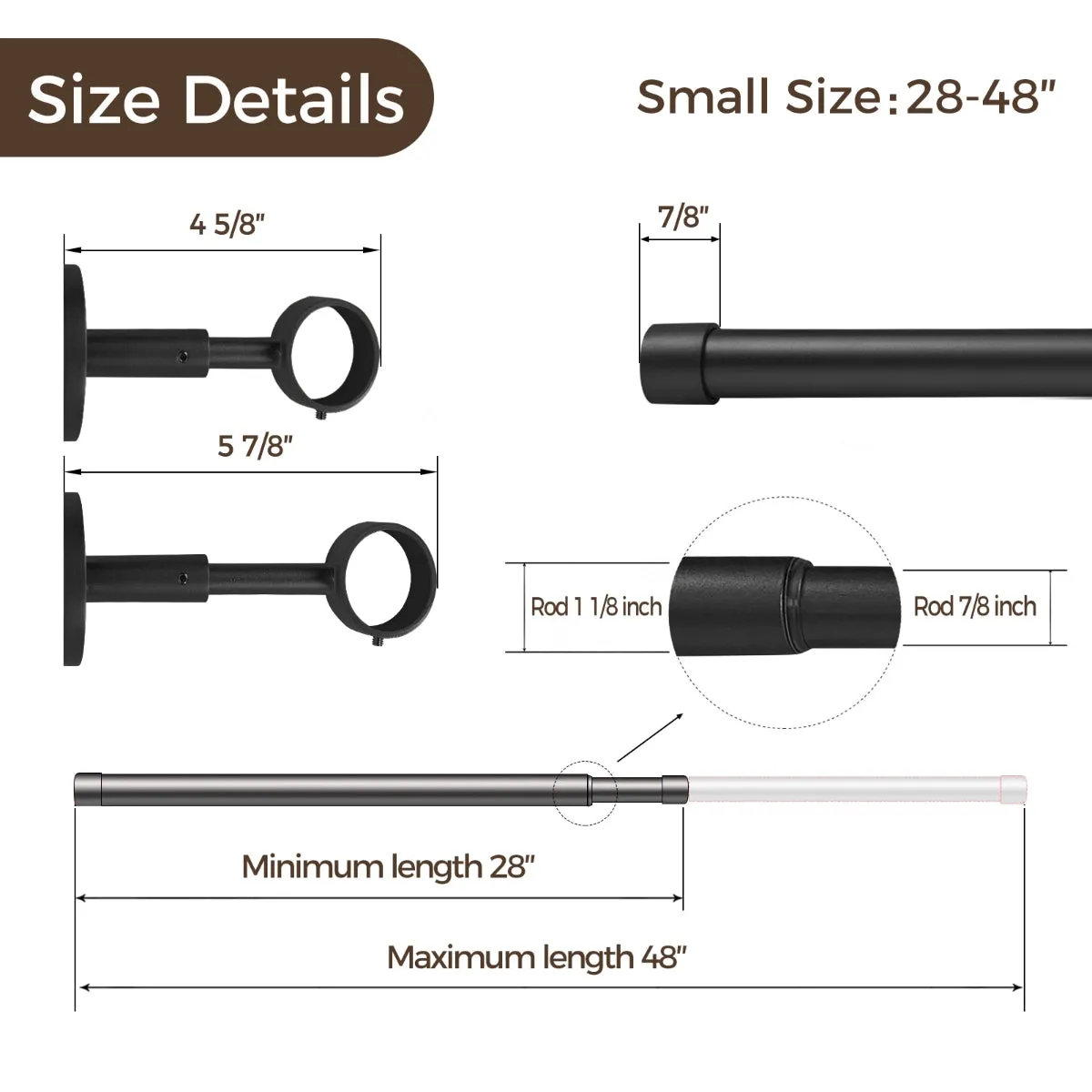 Jaylon Window Curtain Rod with Wall Brackets