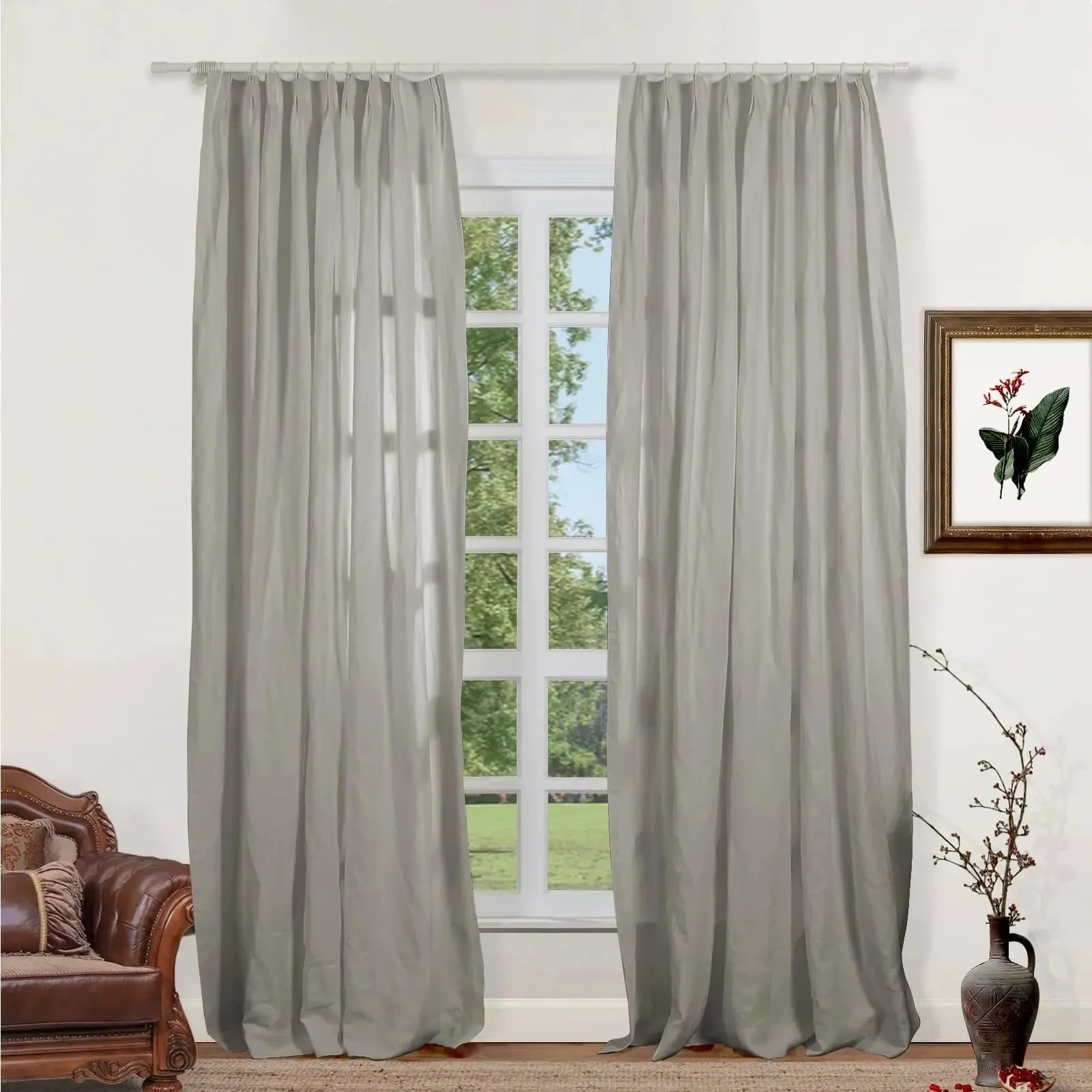Lacey 100% Linen Drapery Pleated