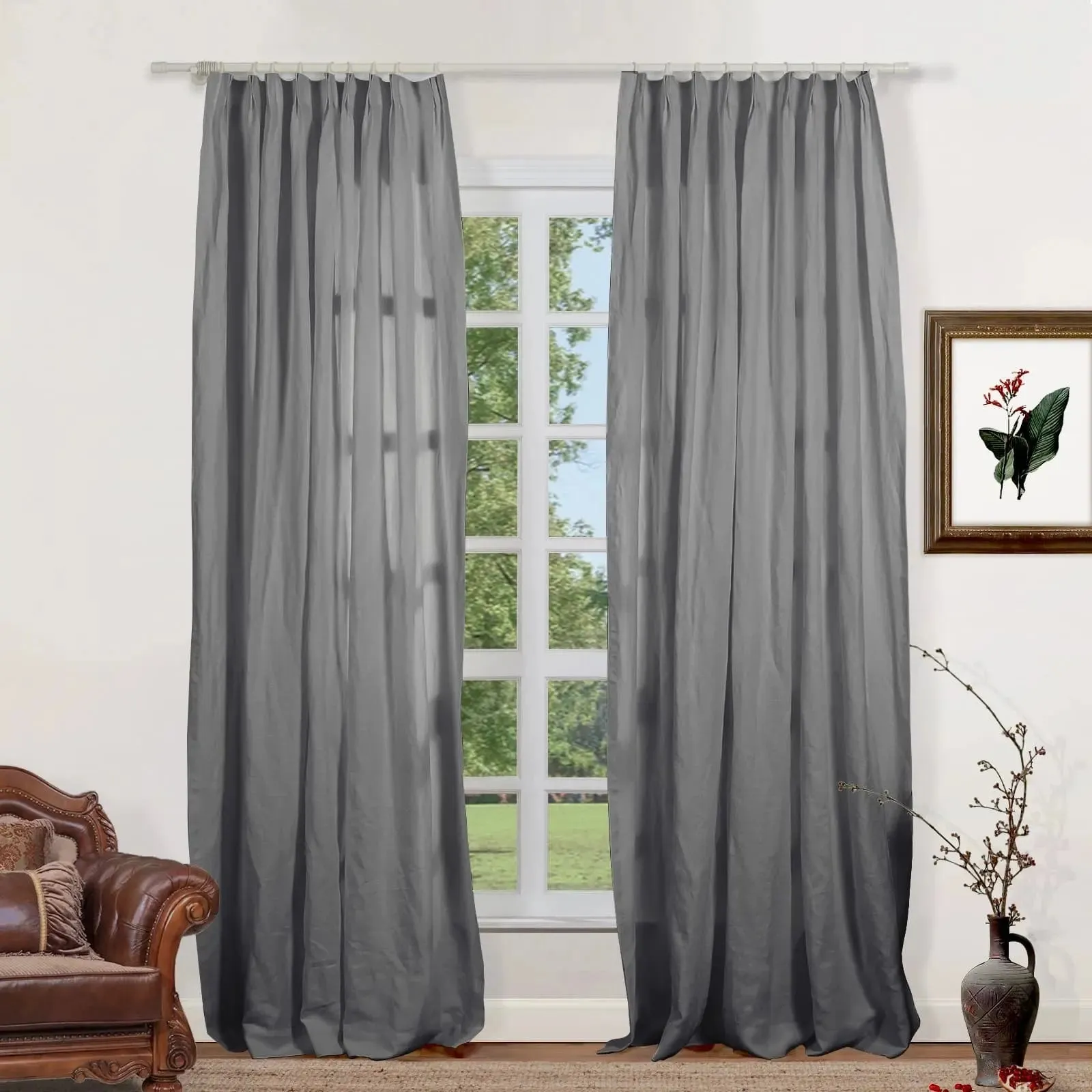 Lacey 100% Linen Drapery Pleated