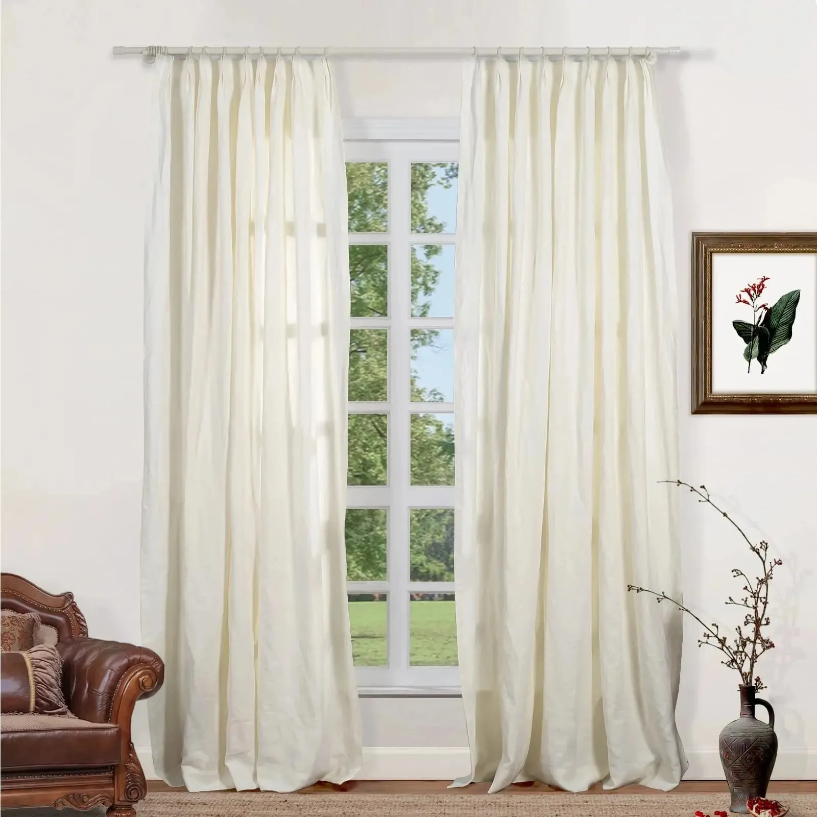 Lacey 100% Linen Drapery Pleated