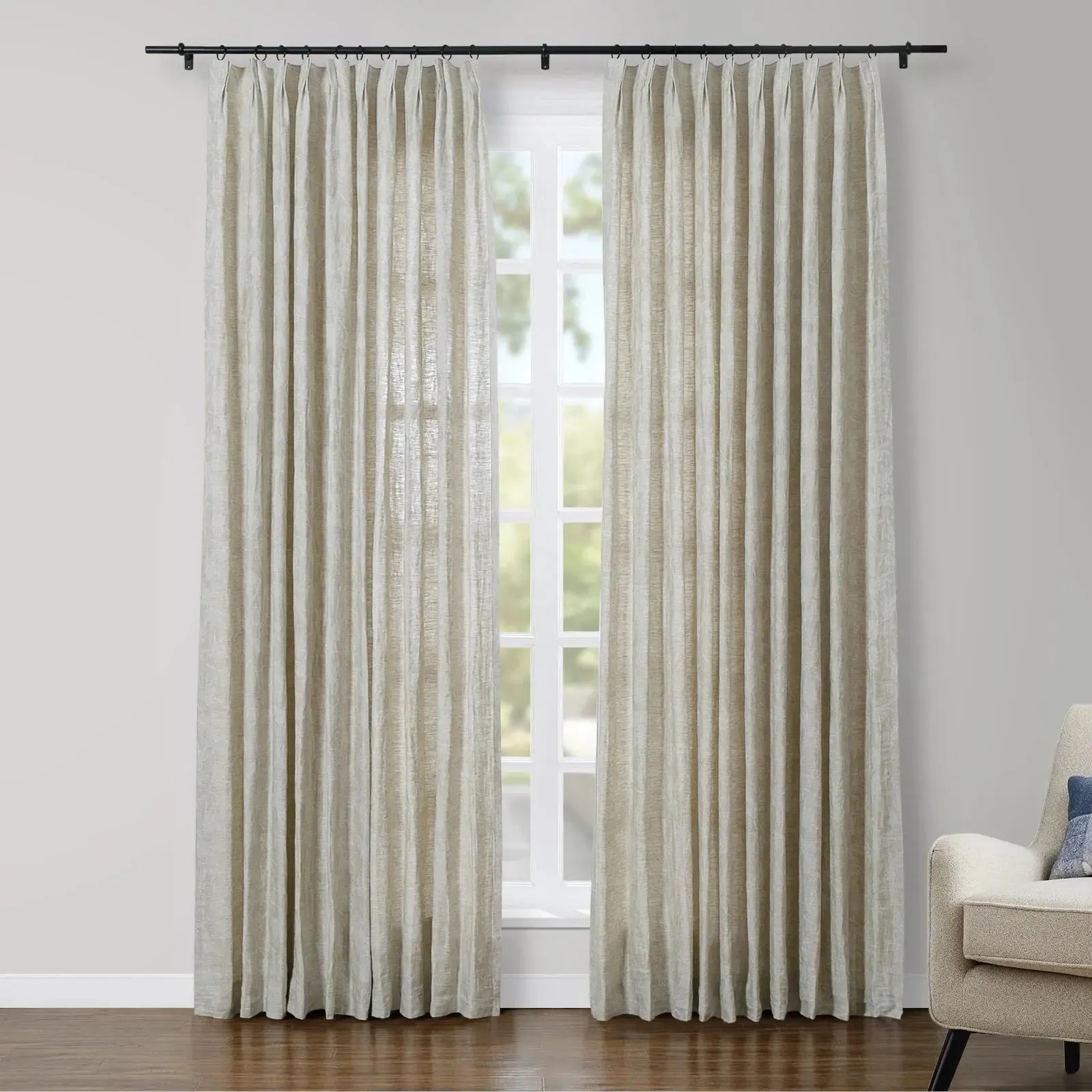 Lance 100% Linen Jacquard Curtain Pleated