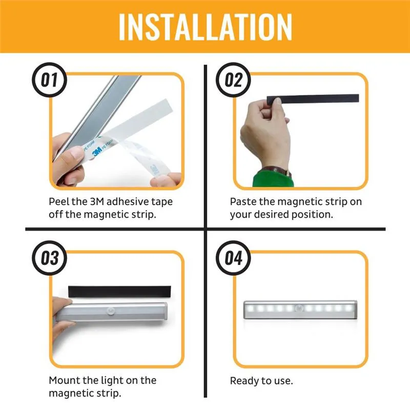 LED Motion Sensor Light For Cupboard, Wardrobe, Stairs or Bed Lamp
