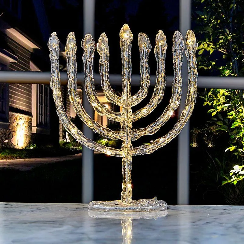 LED Twinkling Menorah Chanukah Window / Table Decoration