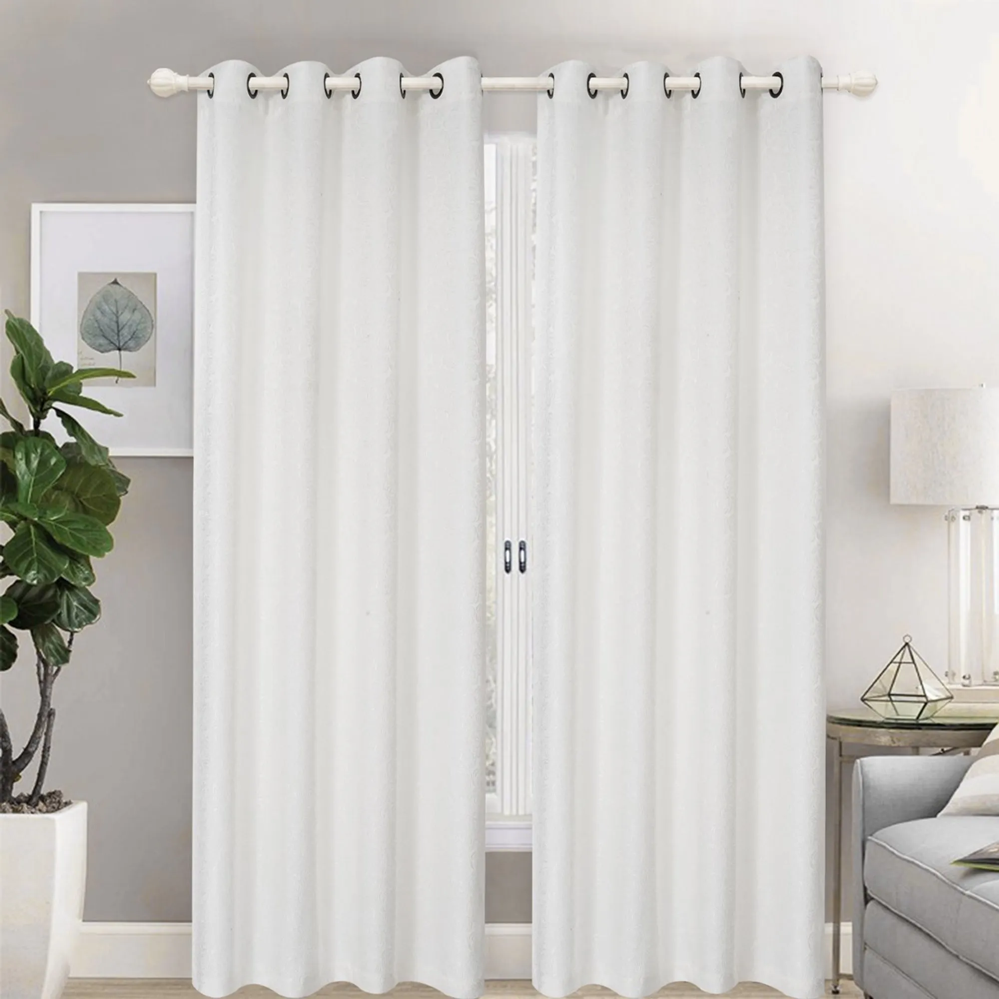 Lined And Interlined Embroidered Grommet Top Window Curtain Panel Drape, 81001
