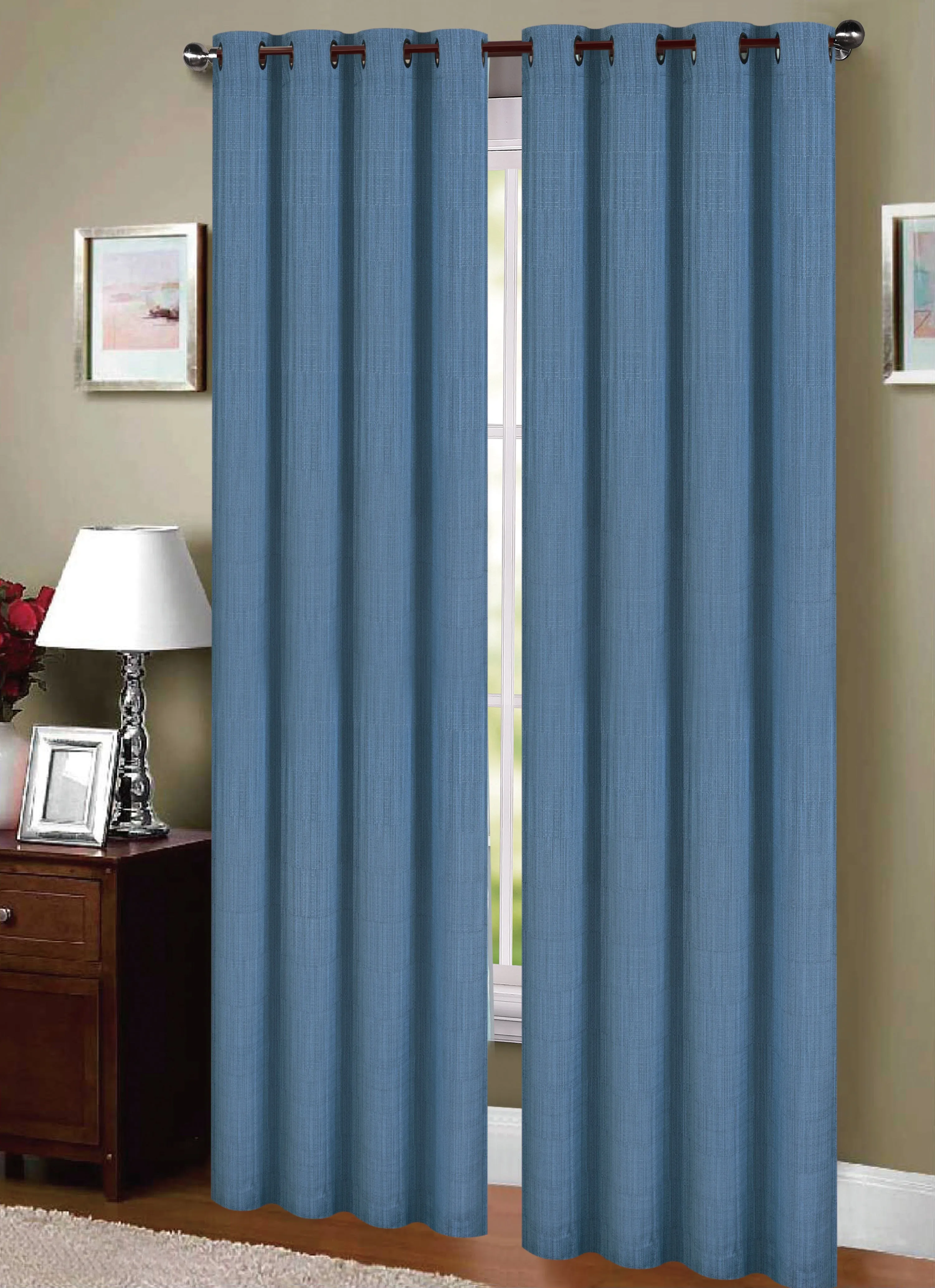 Linen Lined And Interlined Grommet Top Window Curtain Panel, 81013