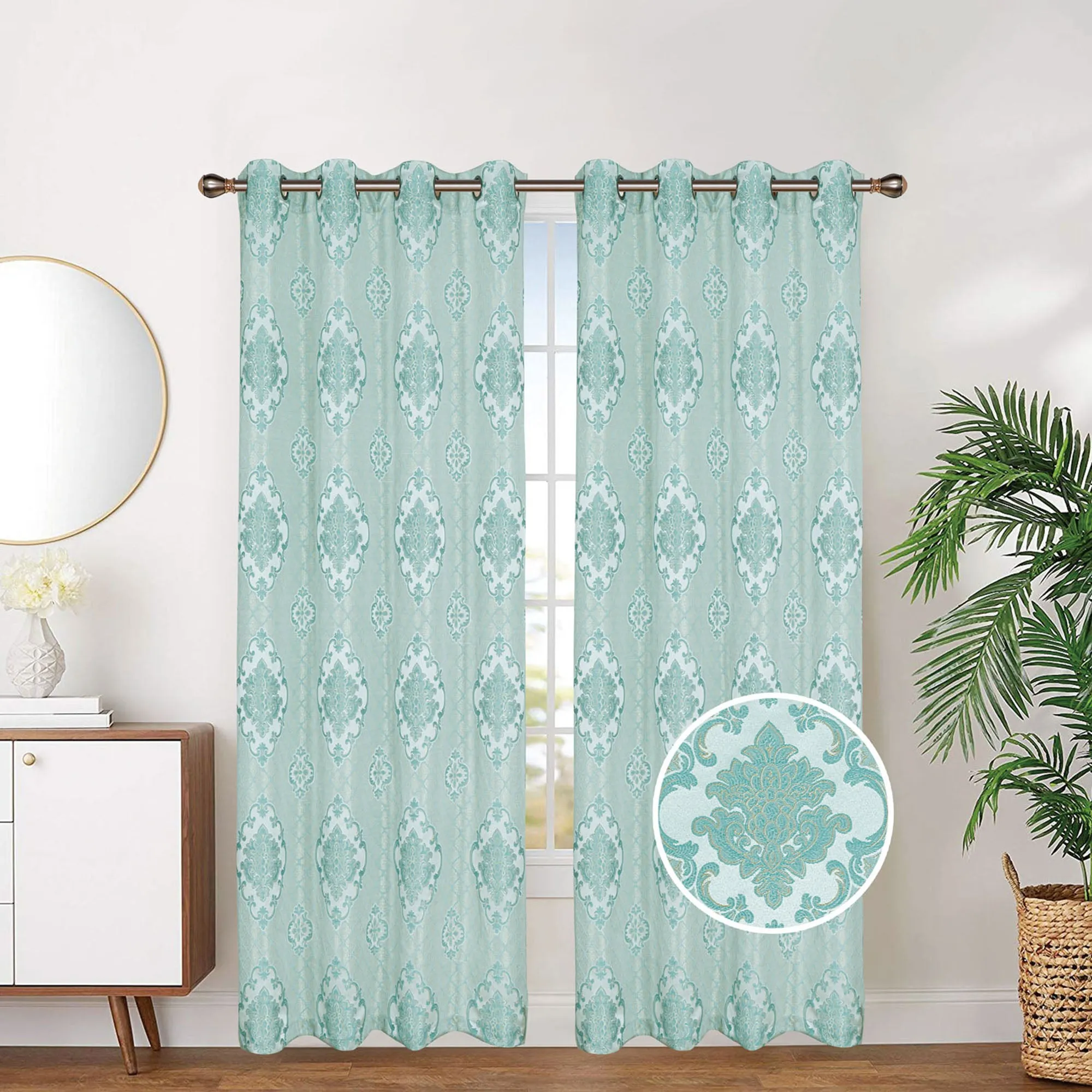 Linen Lined And Interlined Grommet Top Window Curtain Panel, 81035