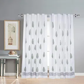 LINENWALAS Cotton Curtains for Long Doors 9 Feet Set of 2, Linen Textured Long Doors Curtains for Home Decor, Hangs Elegantly with Back Loops (4.5ft x 9ft, Multi)