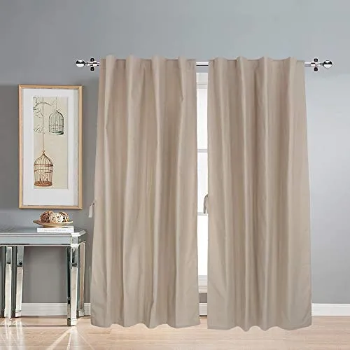 LINENWALAS Cotton Solid Grommet Doors Curtain, 4.5ft X 7ft, Beige, Pack of 2