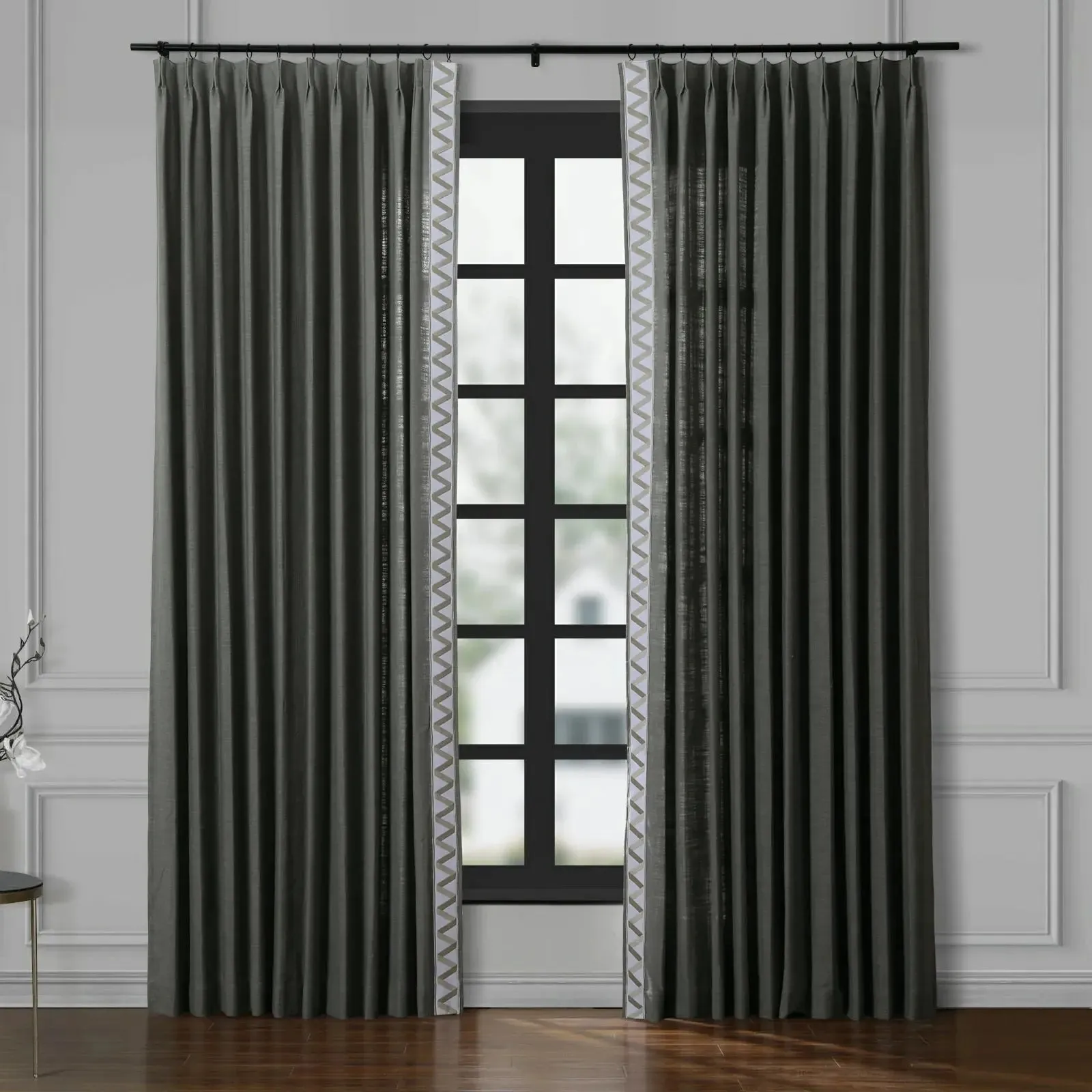 Liz Linen Curtains with Border Trim (Sold per Pair)
