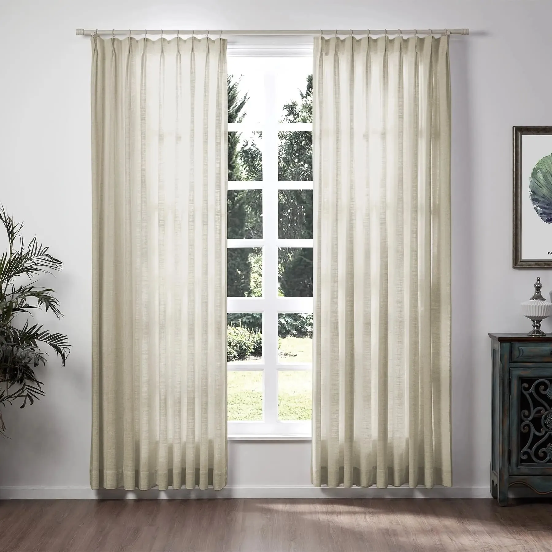 Liz Linen Ready Made Curtains Pinch Pleat Unlined