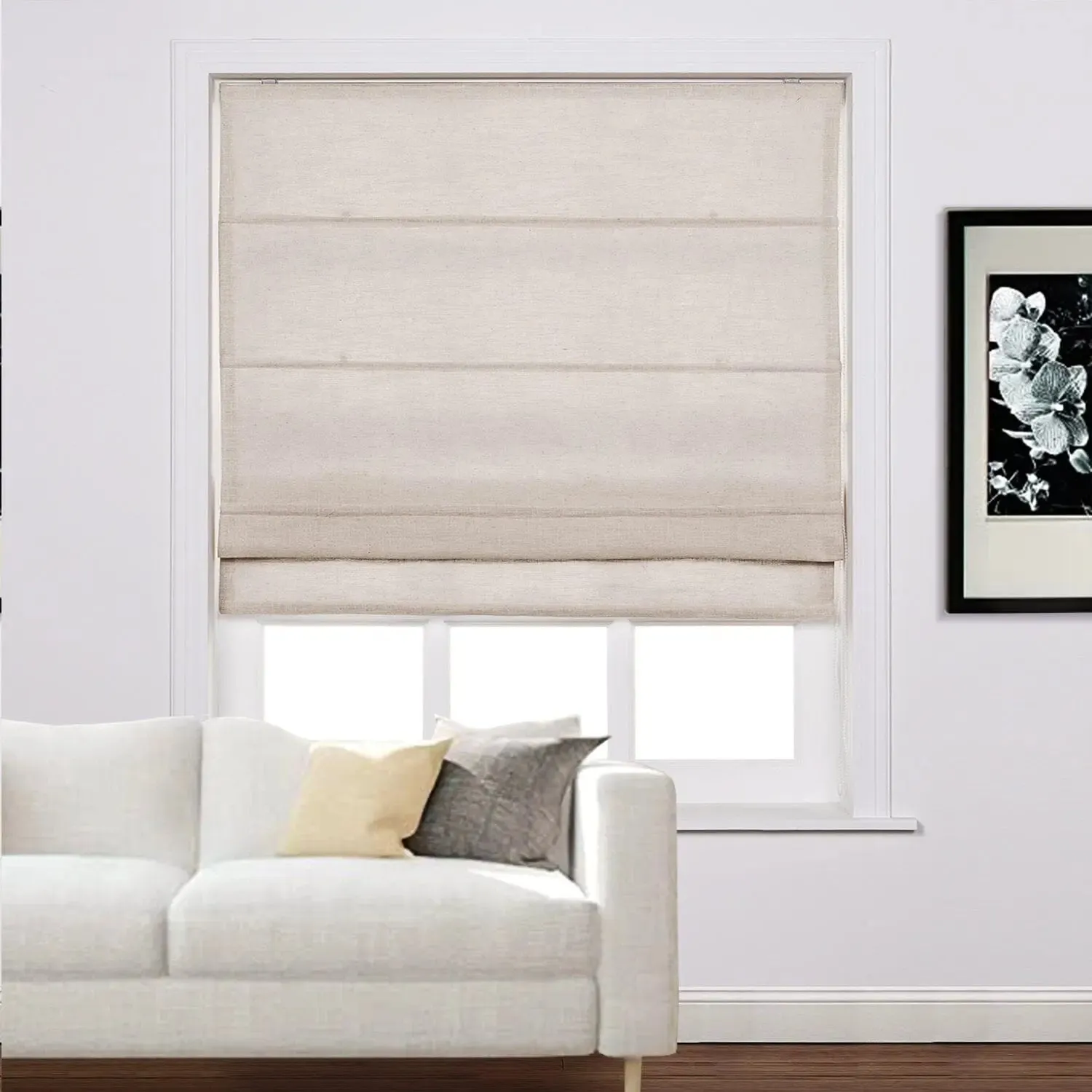 Liz Linen Roman Shades for Windows Cord Lift