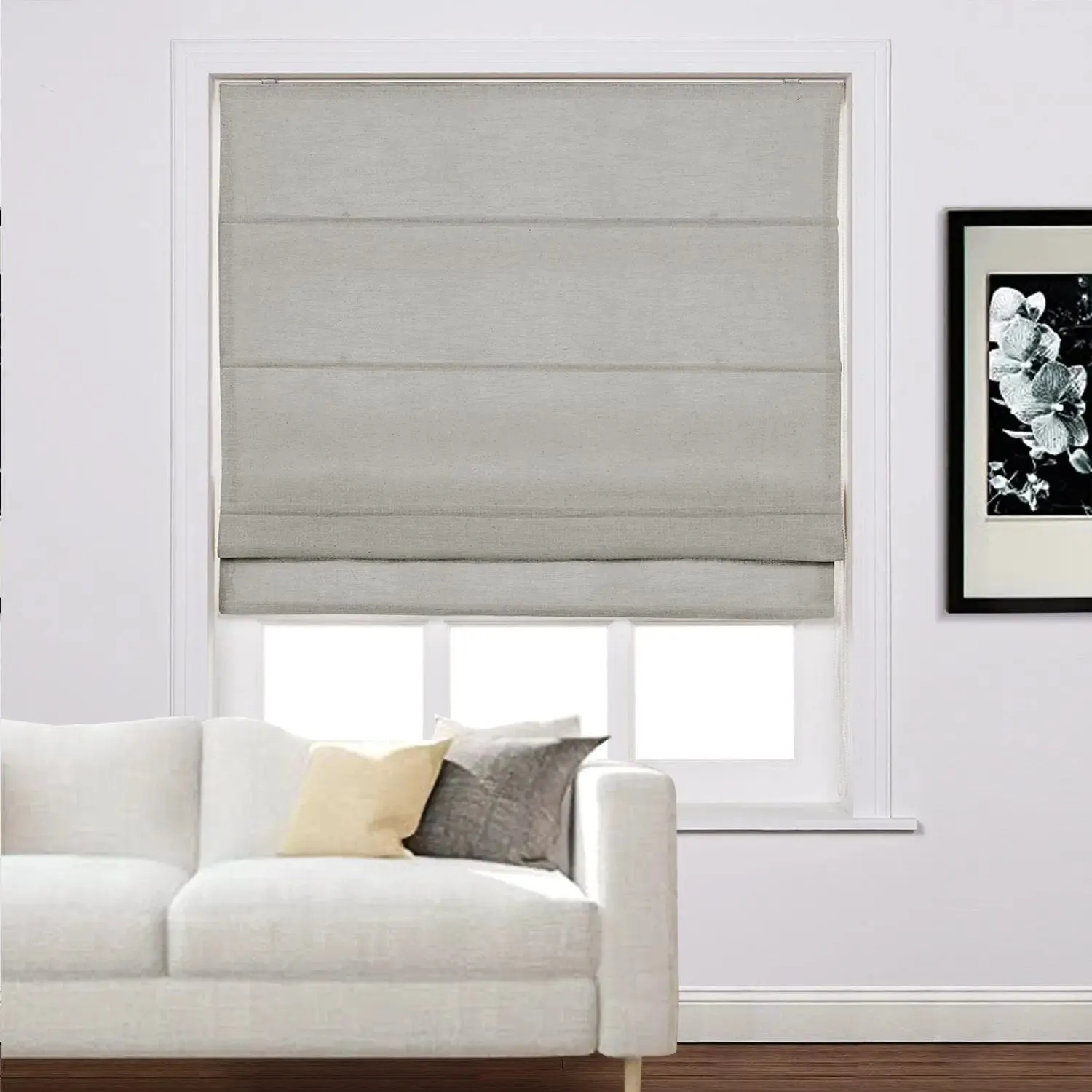 Liz Linen Roman Shades for Windows Cord Lift