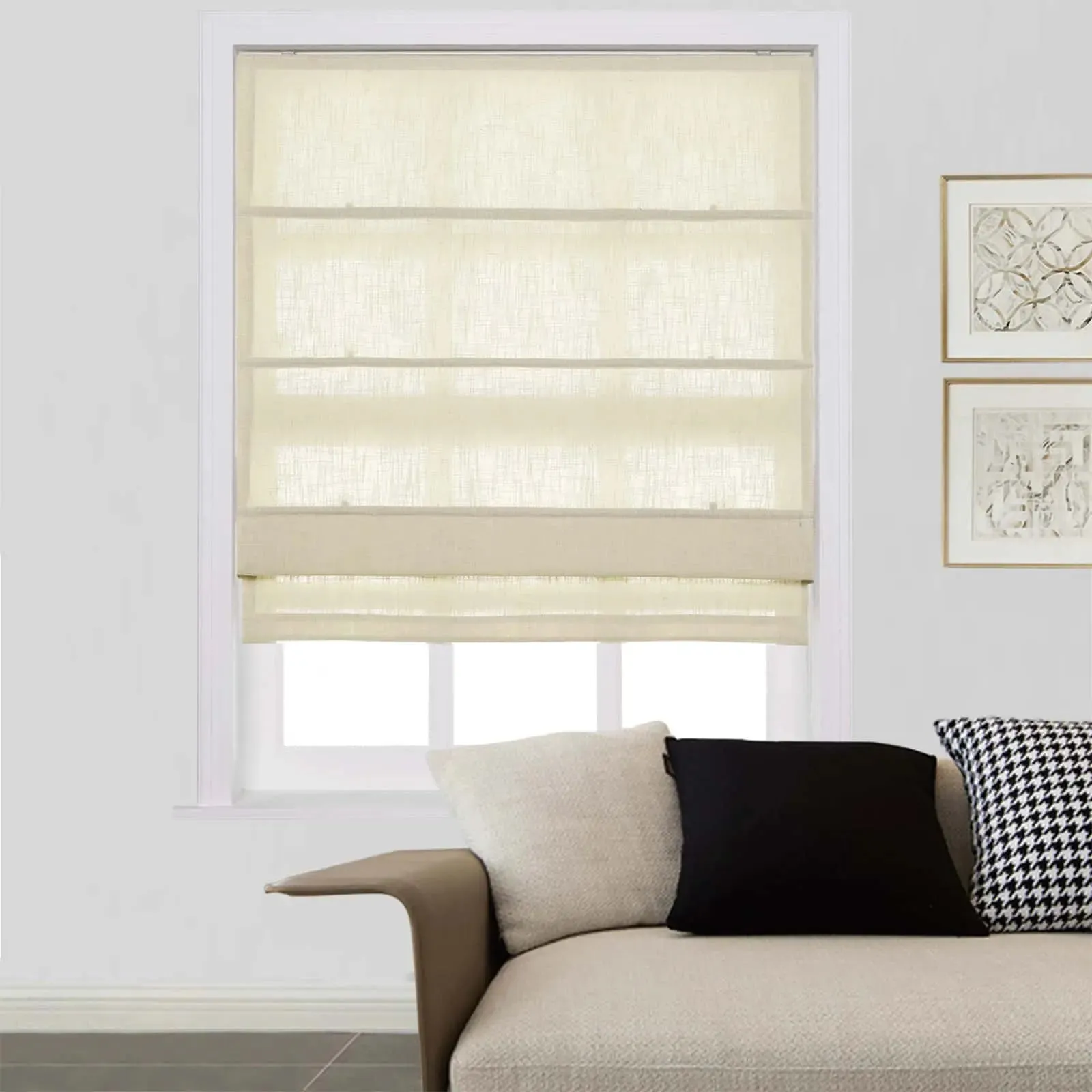 Liz Linen Roman Shades for Windows Cord Lift