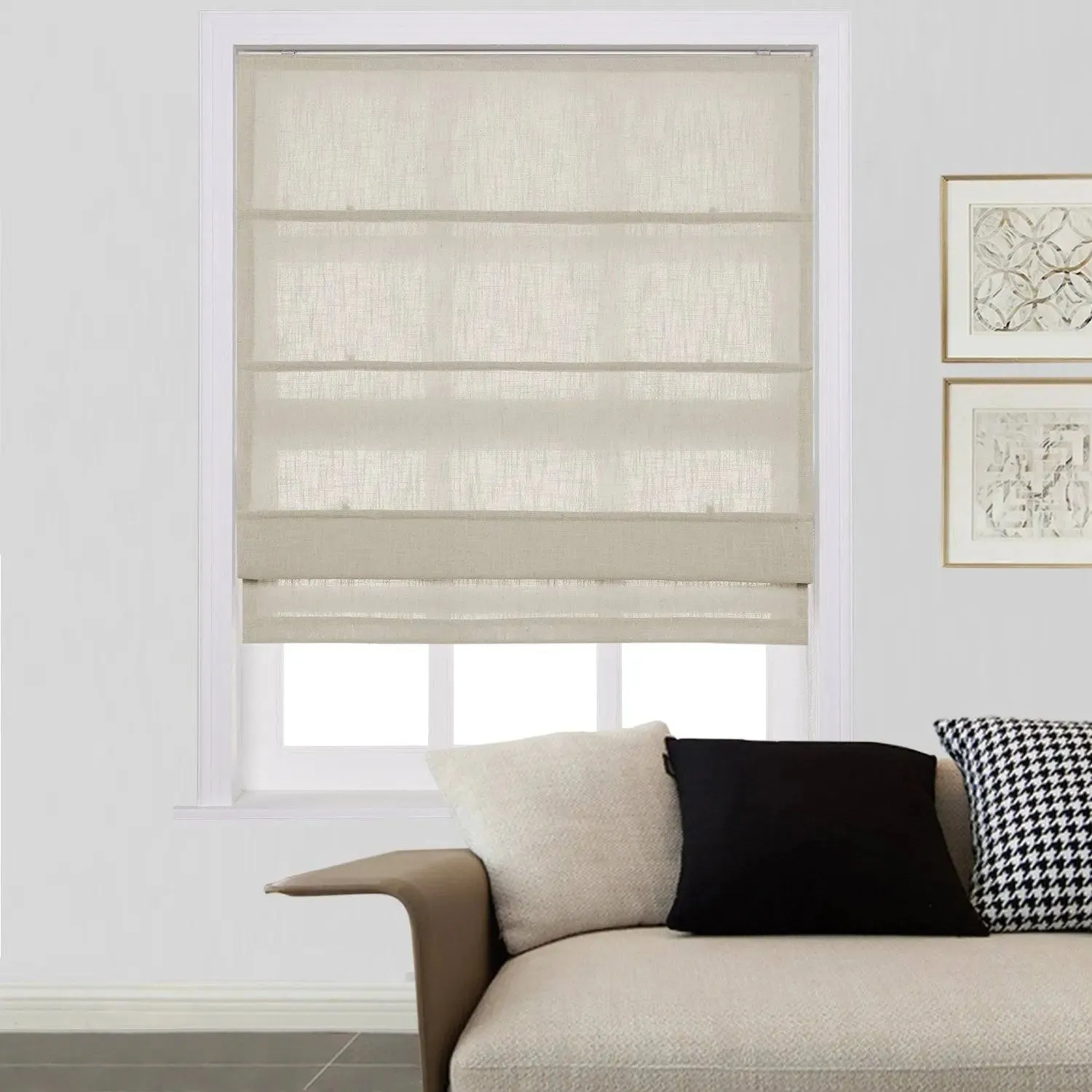 Liz Linen Roman Shades for Windows Cord Lift