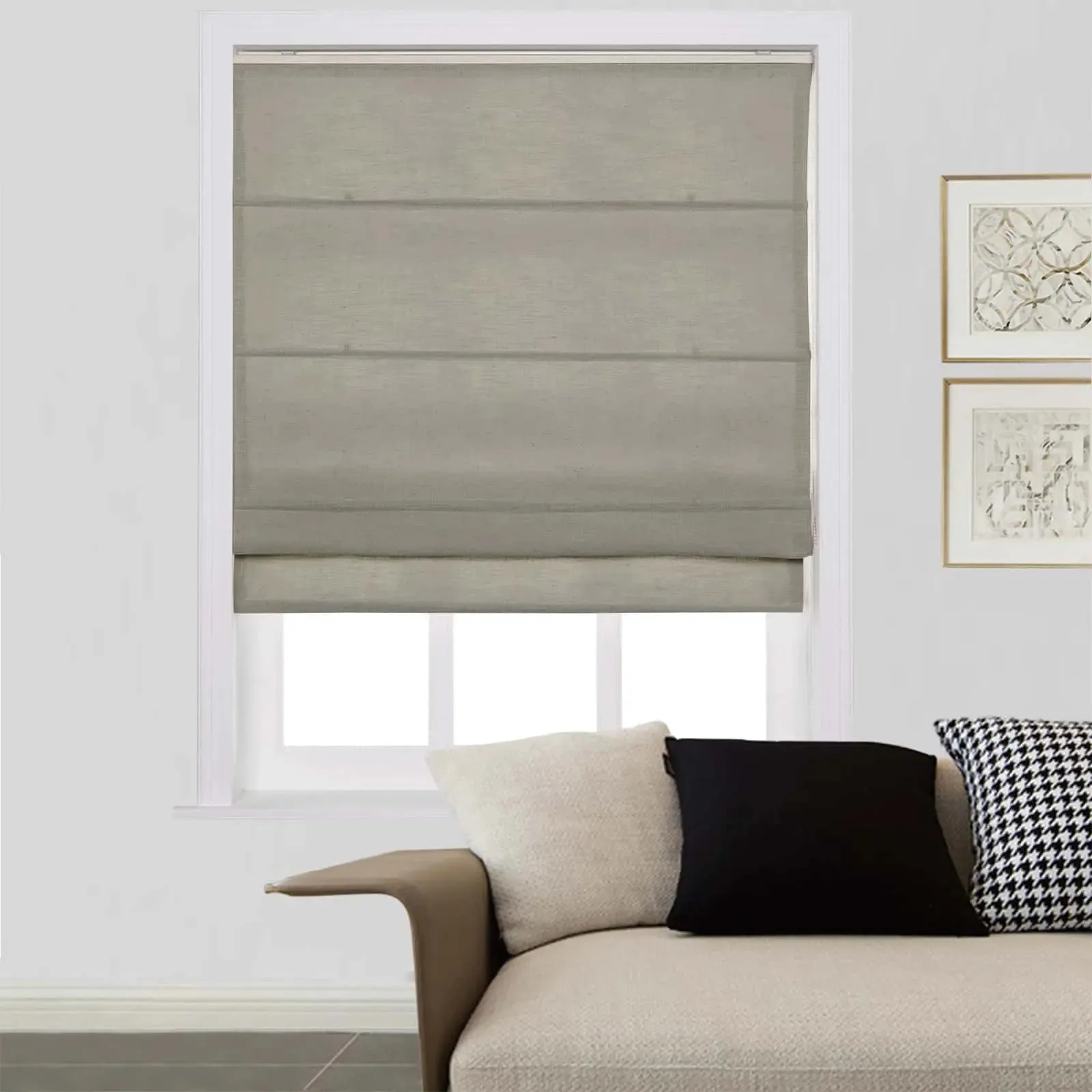 Liz Linen Roman Shades for Windows Cord Lift