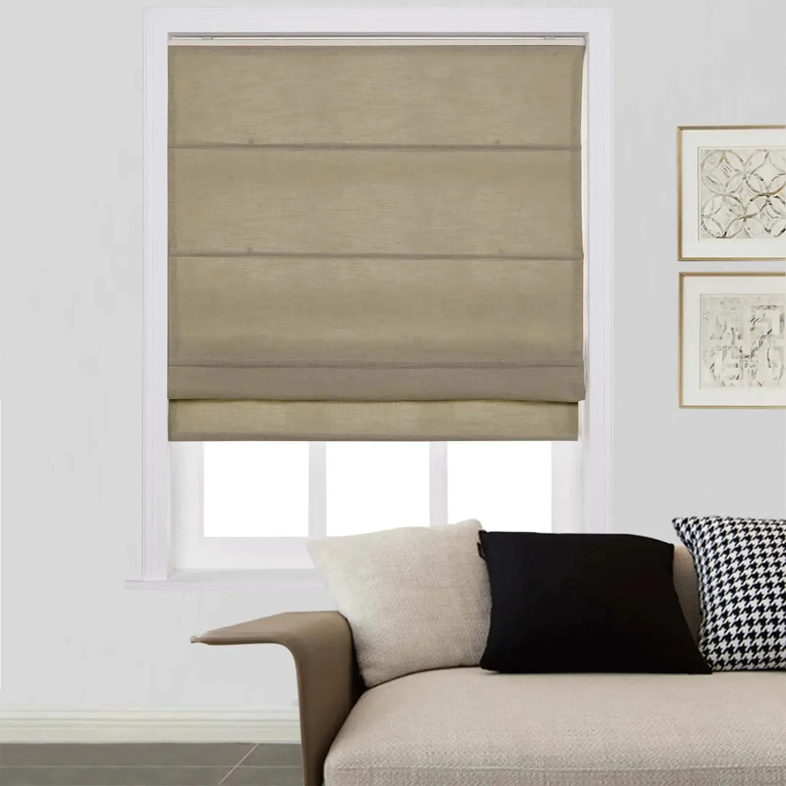 Liz Linen Roman Shades for Windows Cord Lift