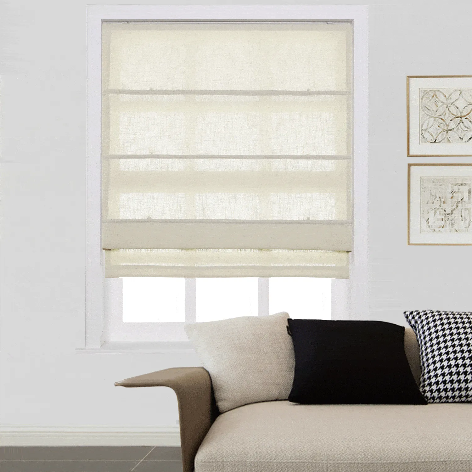 Liz Linen Roman Shades for Windows Cord Lift