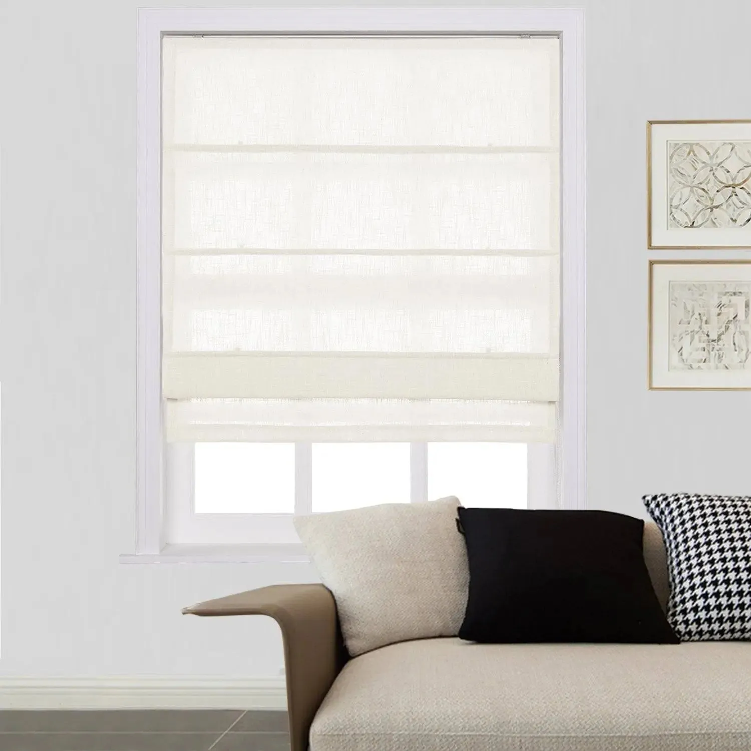 Liz Linen Roman Shades for Windows Cord Lift