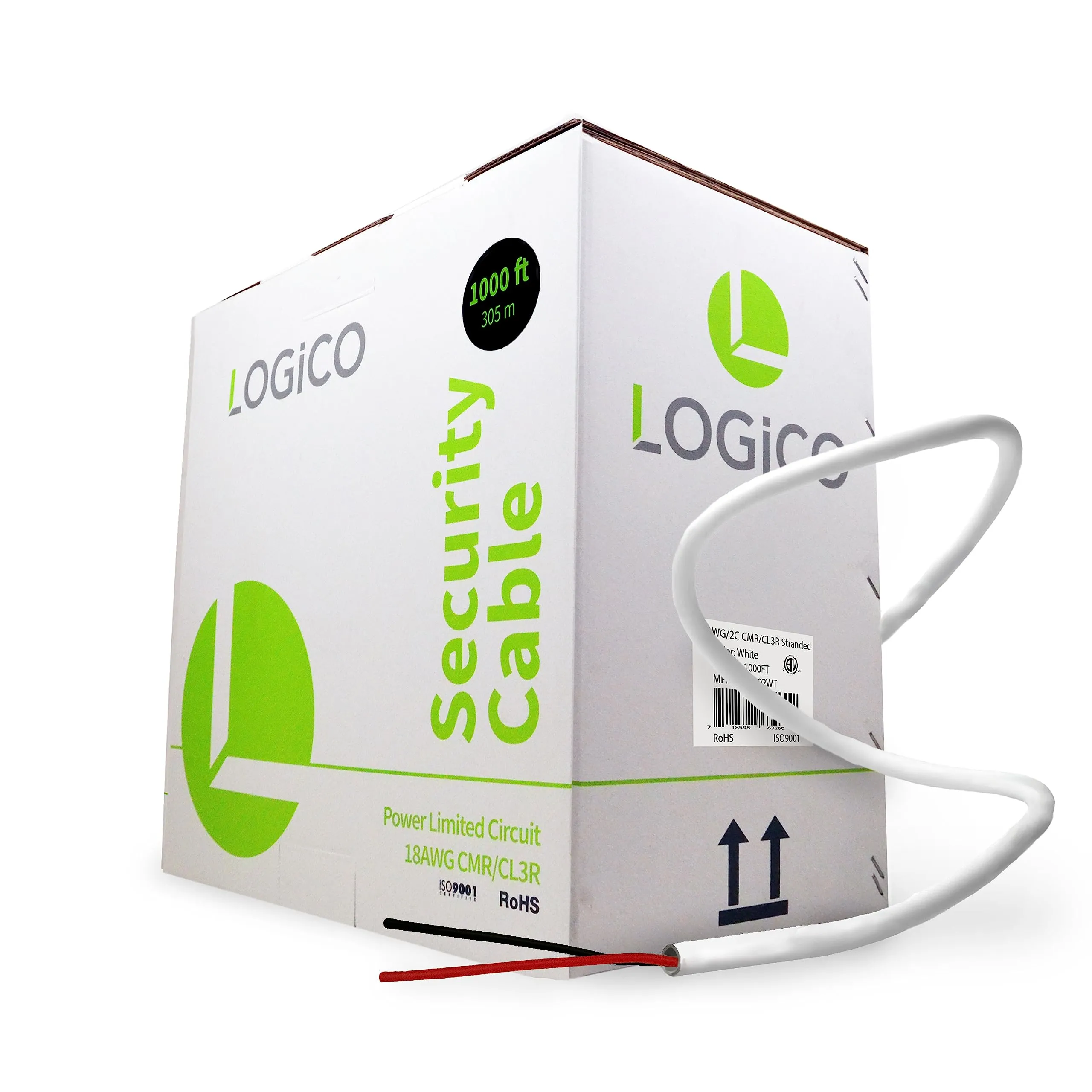 Logico 18/2 BC CMR CL3R Stranded Wire 18AWG 2 Conductor General Purpose Cable 1000ft