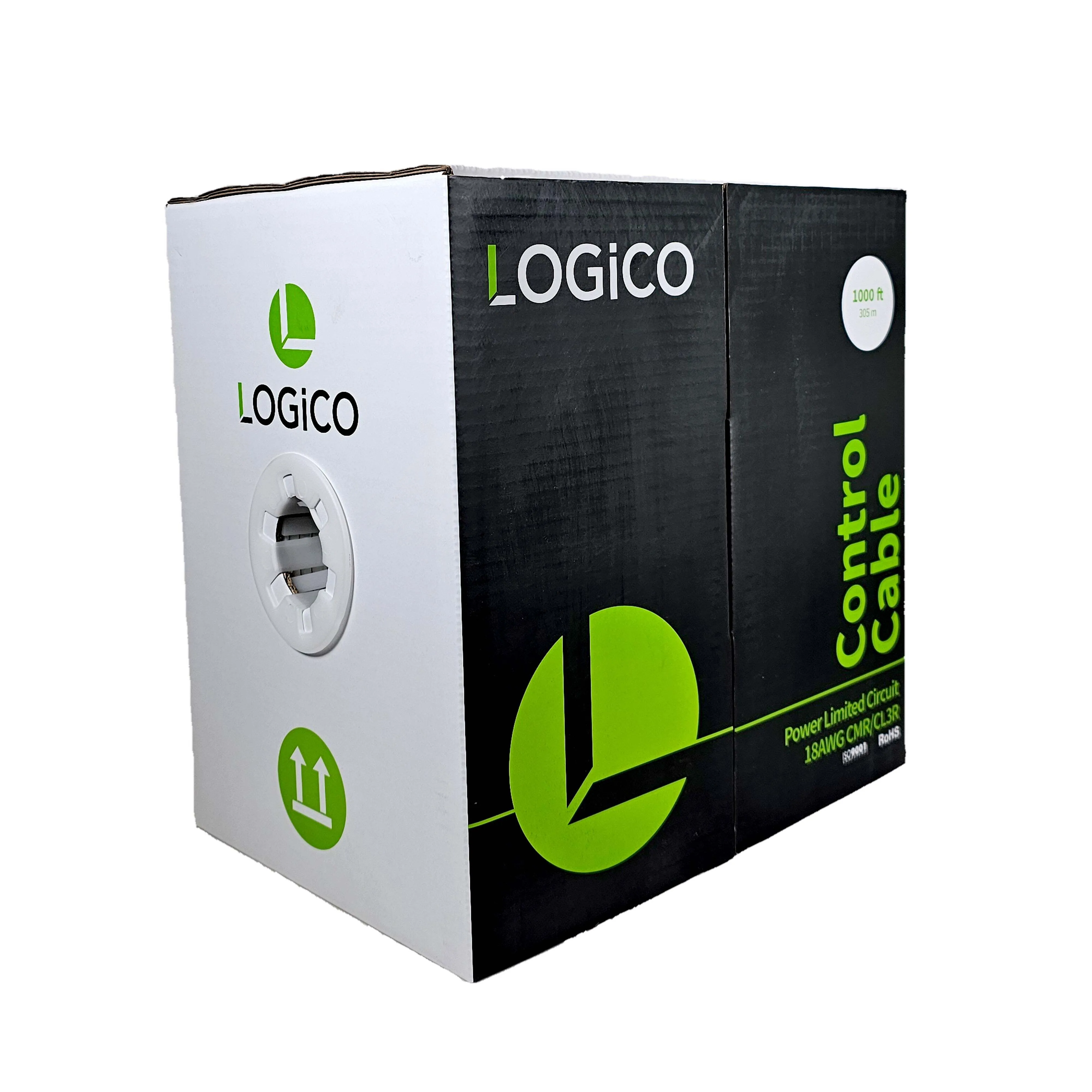 Logico 18/2 Low Voltage Shielded Stranded Bare Copper Wire General Purpose Cable 1000FT